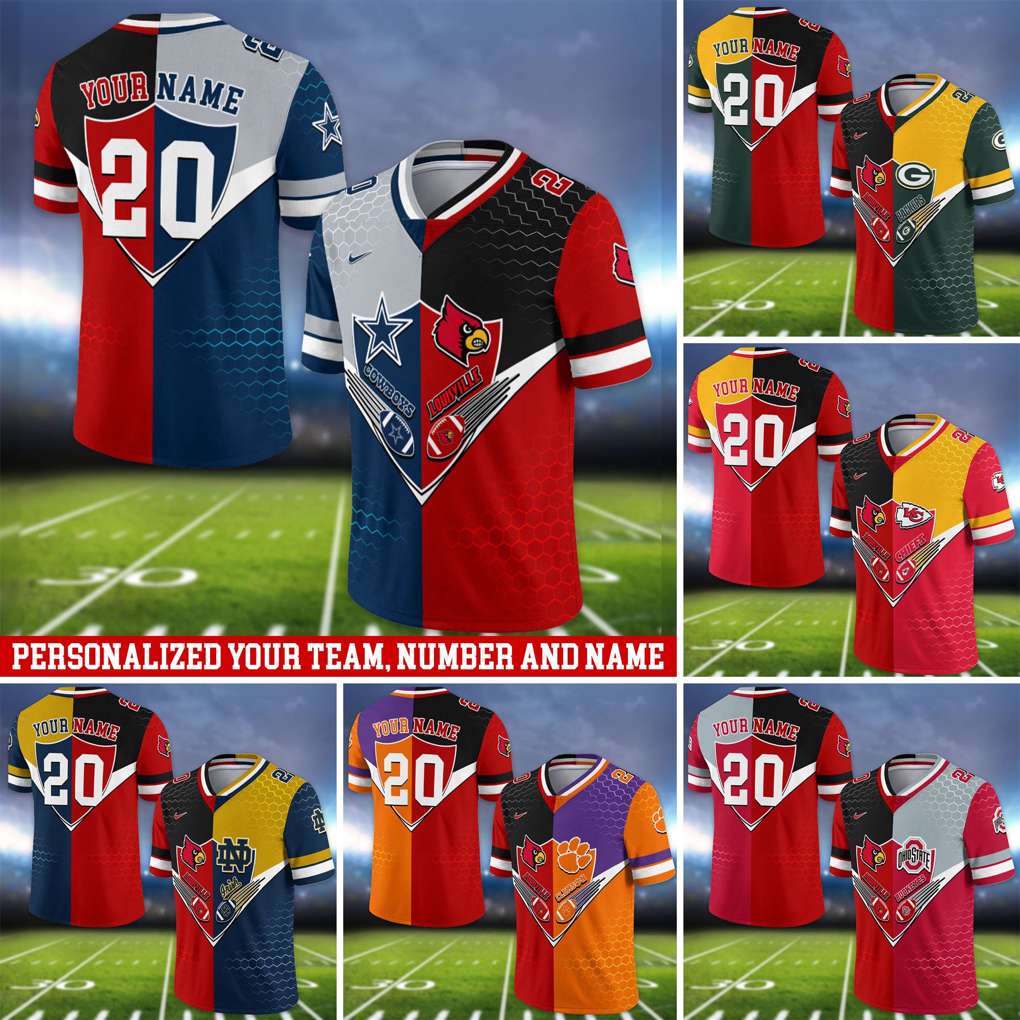 Louisville Cardinals Vneck Football Jersey 2024 Version Custom Your Team Number And Name, Sport Shirts, Sport Gifts ETHY-62997