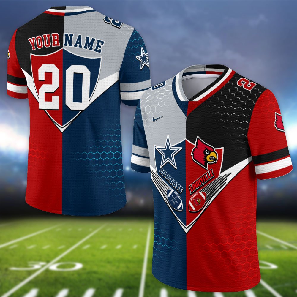 Alternative view of Louisville Cardinals Vneck Football Jersey 2024 Version Custom Your Team Number And Name, Sport Shirts, Sport Gifts ETHY-62997