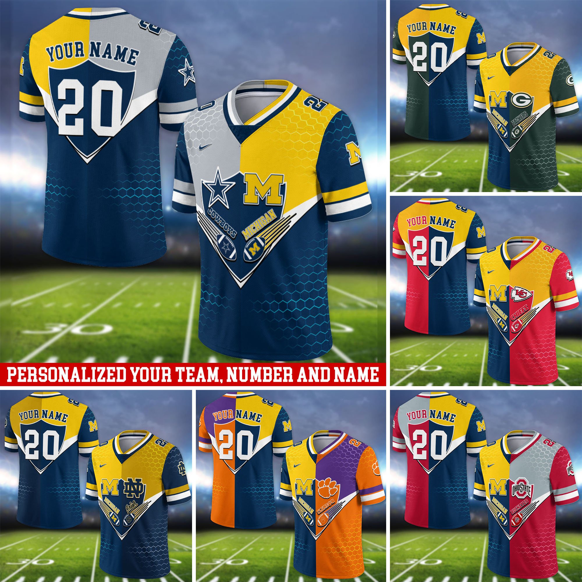 Michigan Wolverines Vneck Football Jersey 2024 Version Custom Your Team Number And Name, Sport Shirts, Sport Gifts ETHY-62997