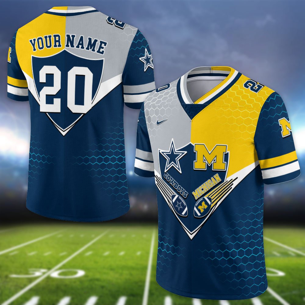 Alternative view of Michigan Wolverines Vneck Football Jersey 2024 Version Custom Your Team Number And Name, Sport Shirts, Sport Gifts ETHY-62997