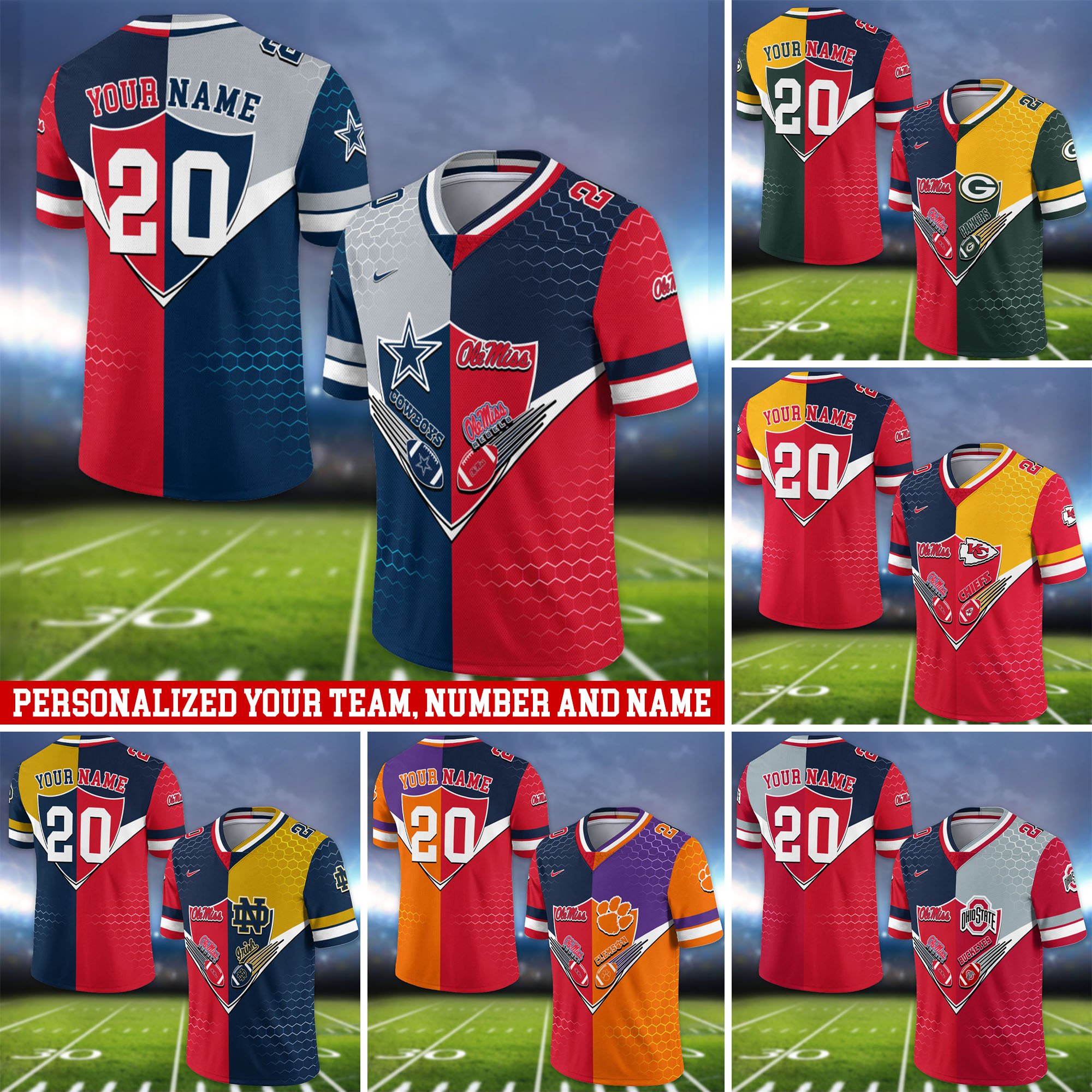 Ole Miss Rebels Vneck Football Jersey 2024 Version Custom Your Team Number And Name, Sport Shirts, Sport Gifts ETHY-62997