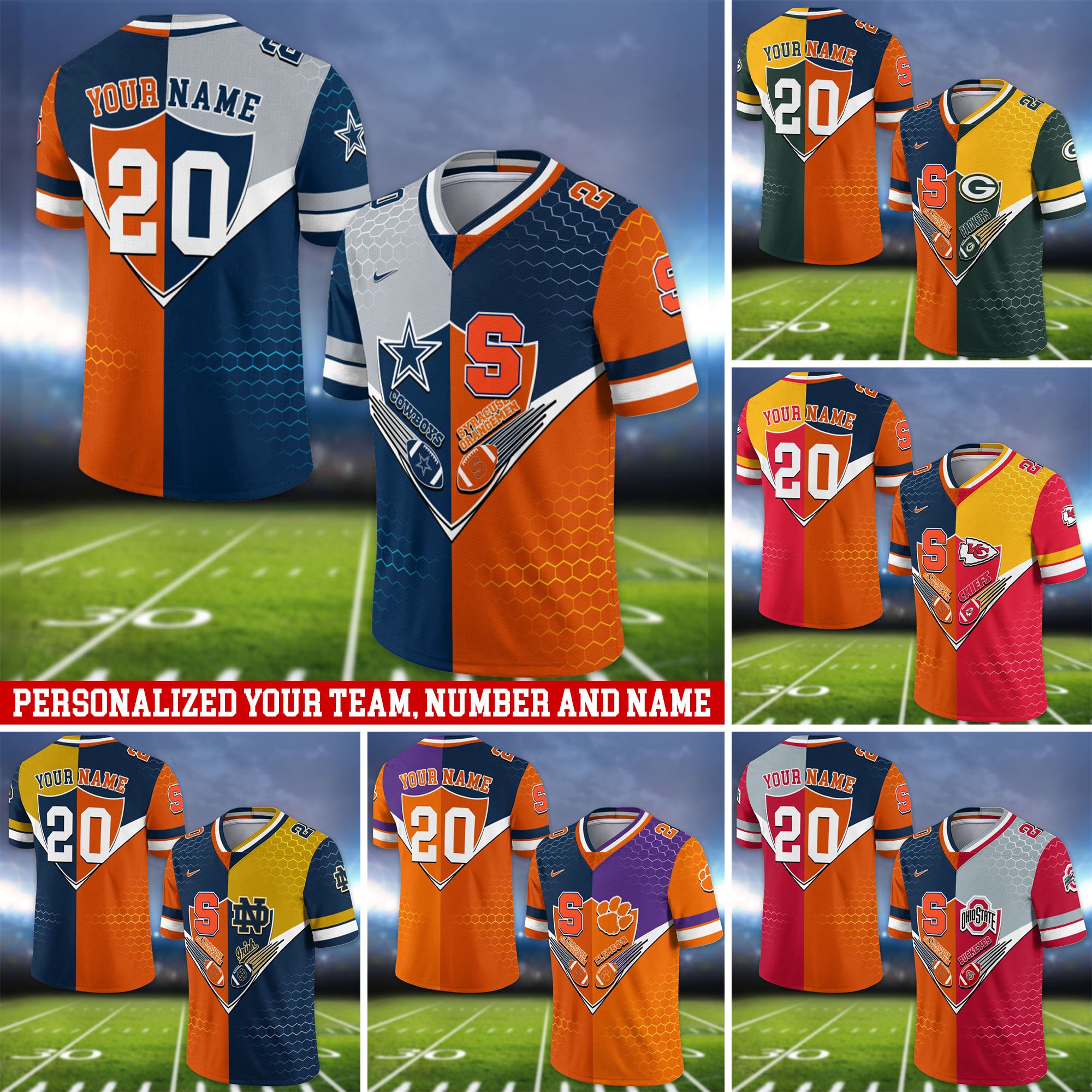 Syracuse Orange Vneck Football Jersey 2024 Version Custom Your Team Number And Name, Sport Shirts, Sport Gifts ETHY-62997