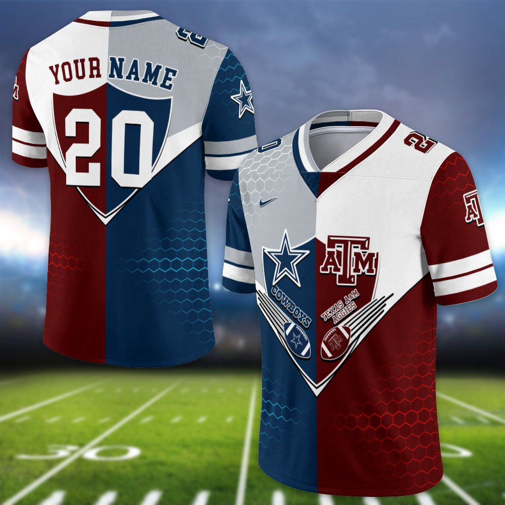 Alternative view of Texas A&M Aggies Vneck Football Jersey 2024 Version Custom Your Team Number And Name, Sport Shirts, Sport Gifts ETHY-62997