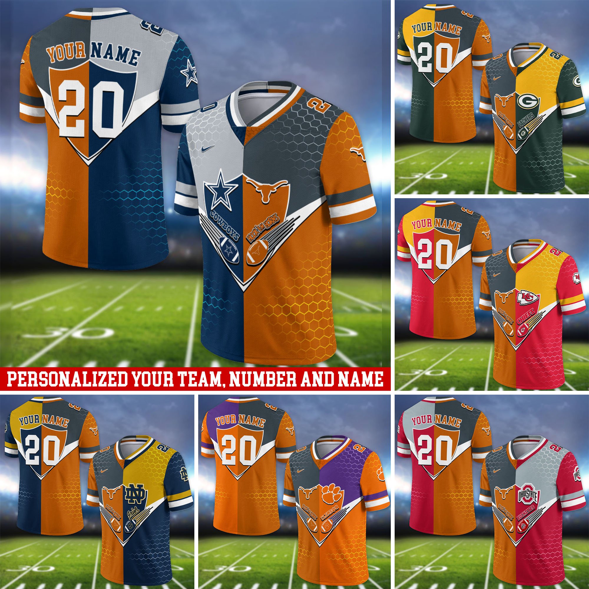 Texas Longhorns Vneck Football Jersey 2024 Version Custom Your Team Number And Name, Sport Shirts, Sport Gifts ETHY-62997
