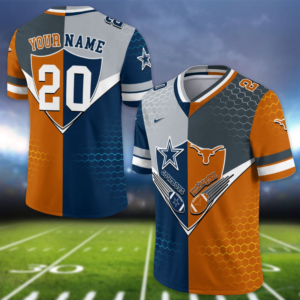 Alternative view of Texas Longhorns Vneck Football Jersey 2024 Version Custom Your Team Number And Name, Sport Shirts, Sport Gifts ETHY-62997