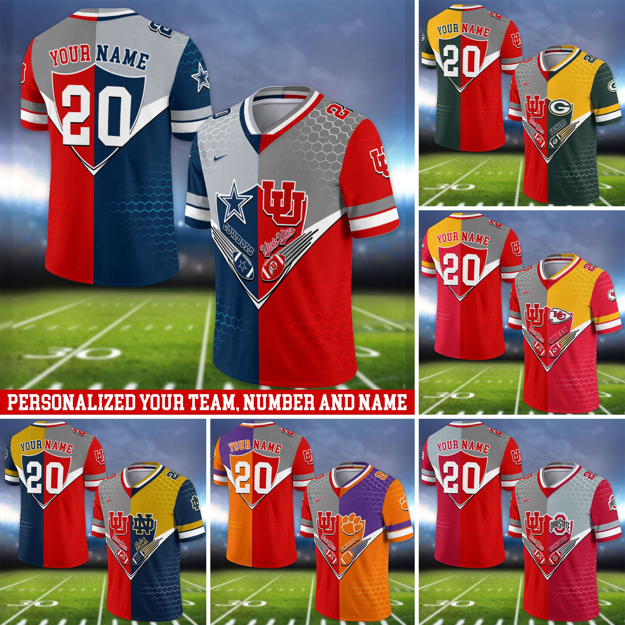Utah Utes Vneck Football Jersey 2024 Version Custom Your Team Number And Name, Sport Shirts, Sport Gifts ETHY-62997