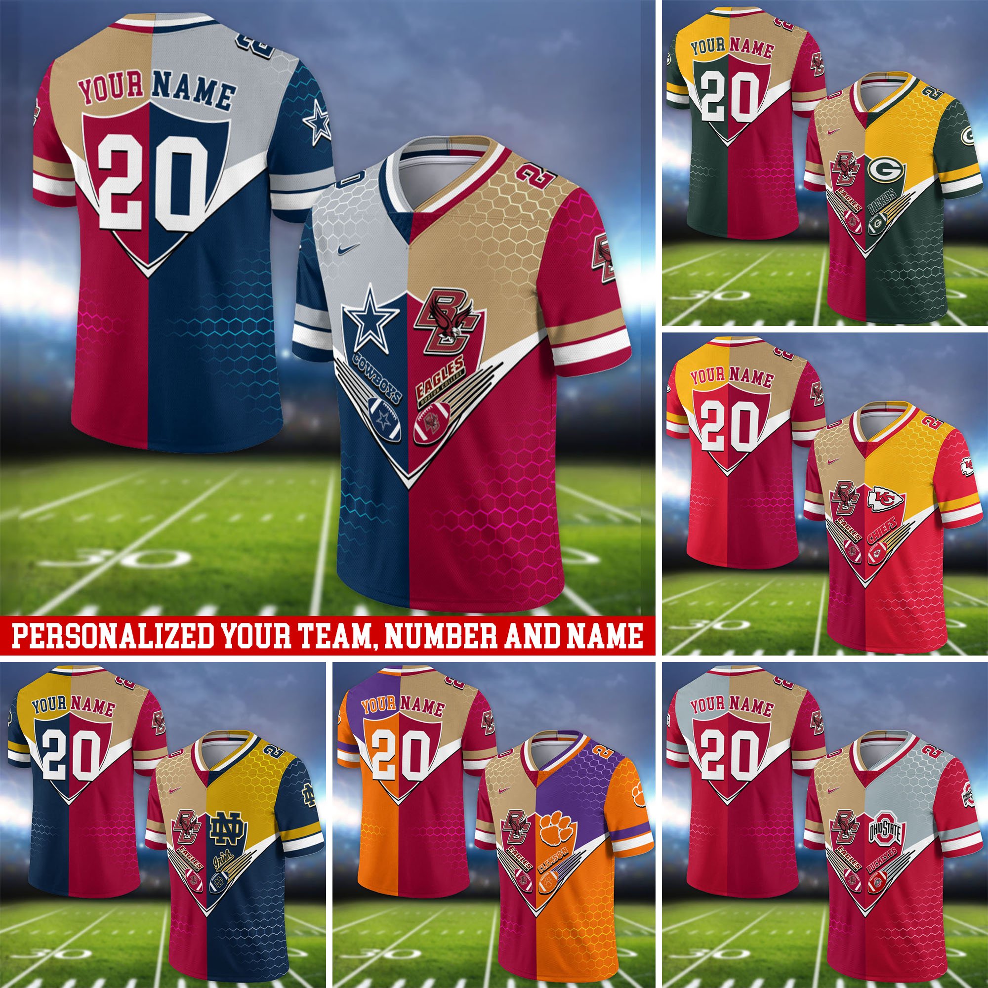 Boston College Eagles Vneck Football Jersey 2024 Version Custom Your Team Number And Name, Sport Shirts, Sport Gifts ETHY-62997
