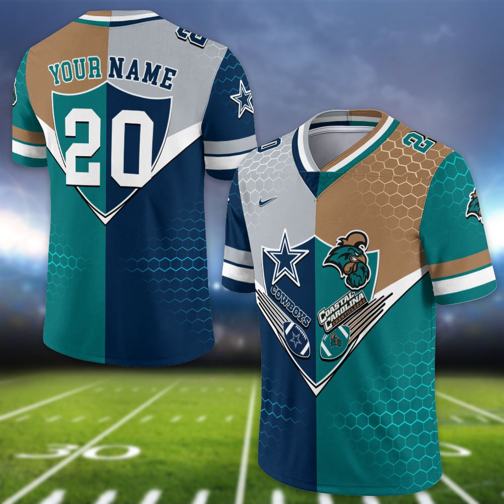 Alternative view of Coastal Carolina Chanticleers Vneck Football Jersey 2024 Version Custom Your Team Number And Name, Sport Shirts, Sport Gifts ETHY-62997