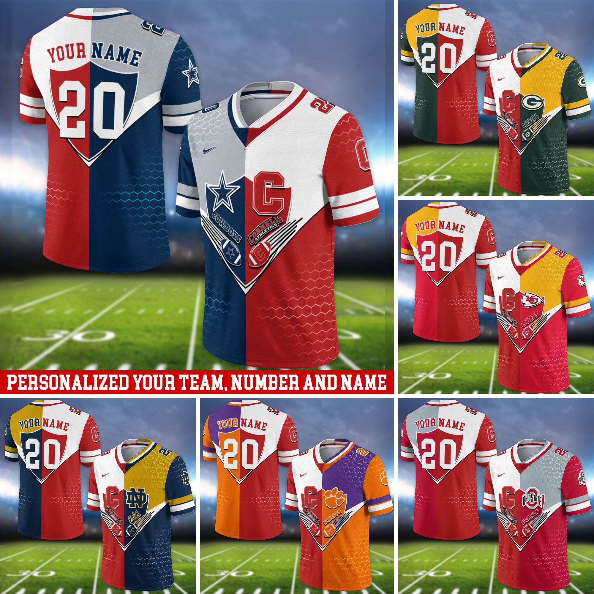 Cornell Big Red Vneck Football Jersey 2024 Version Custom Your Team Number And Name, Sport Shirts, Sport Gifts ETHY-62997