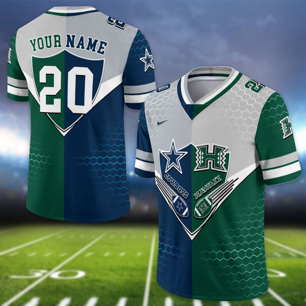 Alternative view of Hawaii Rainbow Warriors Vneck Football Jersey 2024 Version Custom Your Team Number And Name, Sport Shirts, Sport Gifts ETHY-62997