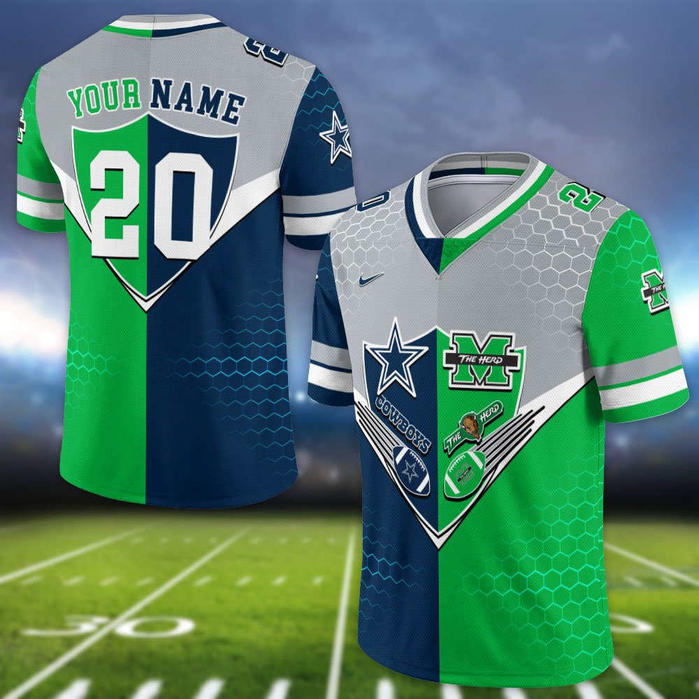 Alternative view of Marshall Thundering Herd Vneck Football Jersey 2024 Version Custom Your Team Number And Name, Sport Shirts, Sport Gifts ETHY-62997