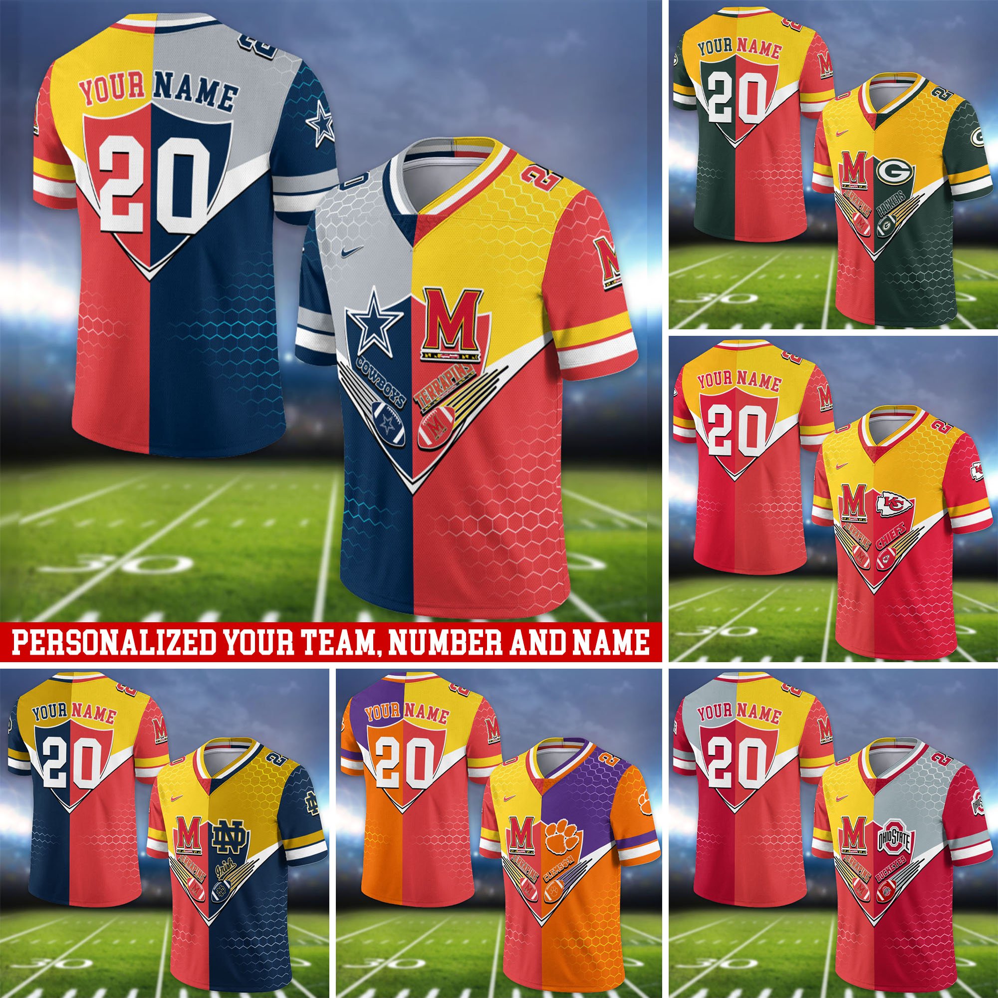 Maryland Terrapins Vneck Football Jersey 2024 Version Custom Your Team Number And Name, Sport Shirts, Sport Gifts ETHY-62997