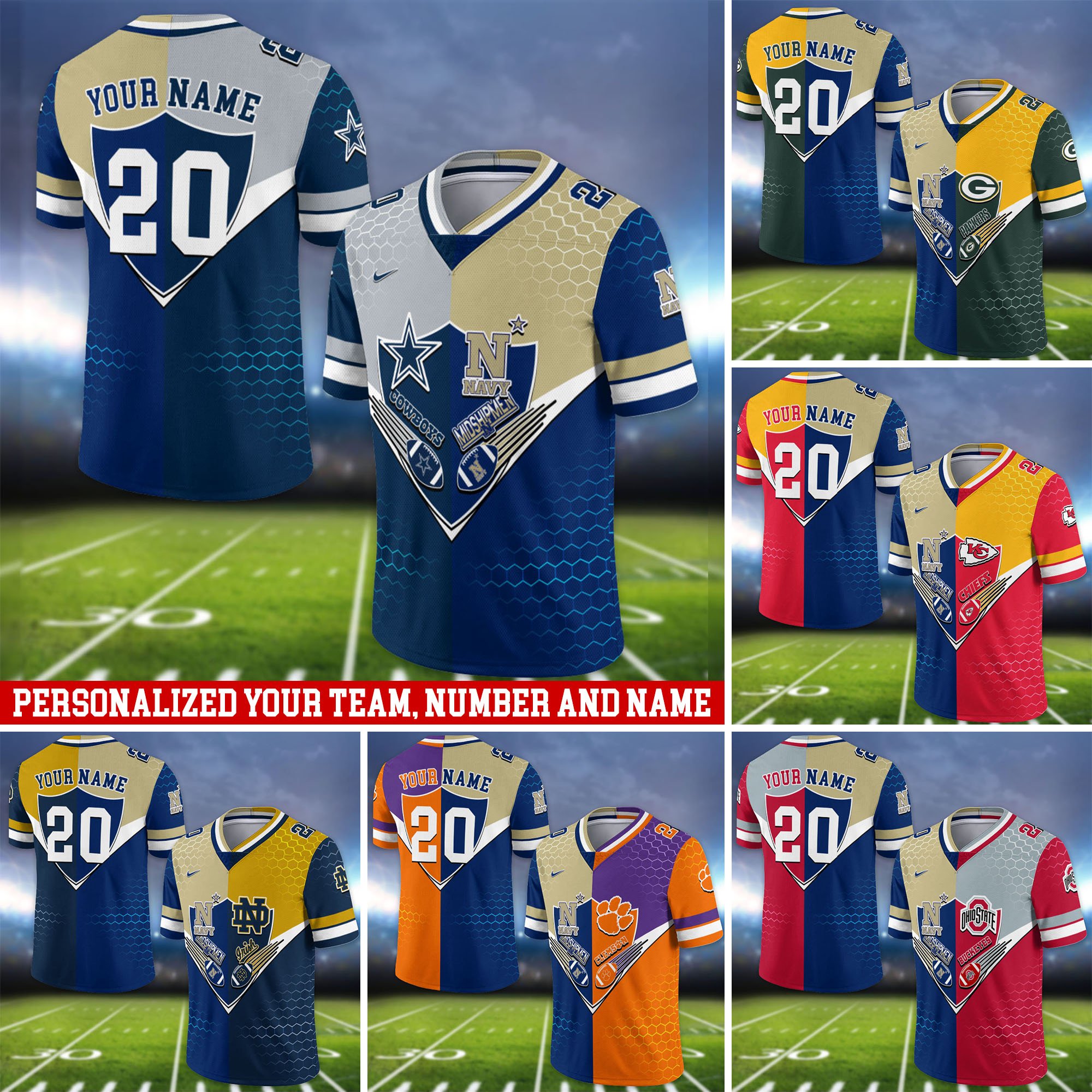 Navy Midshipmen Vneck Football Jersey 2024 Version Custom Your Team Number And Name, Sport Shirts, Sport Gifts ETHY-62997