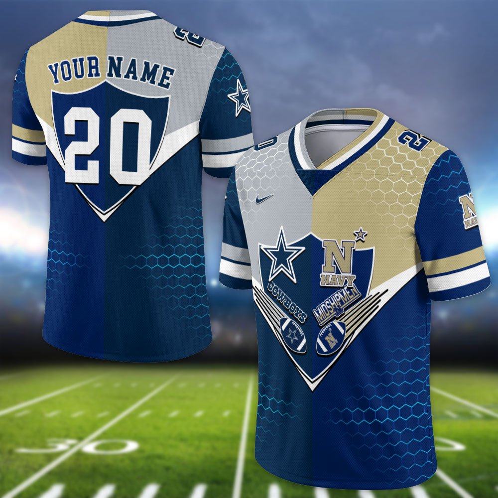 Alternative view of Navy Midshipmen Vneck Football Jersey 2024 Version Custom Your Team Number And Name, Sport Shirts, Sport Gifts ETHY-62997
