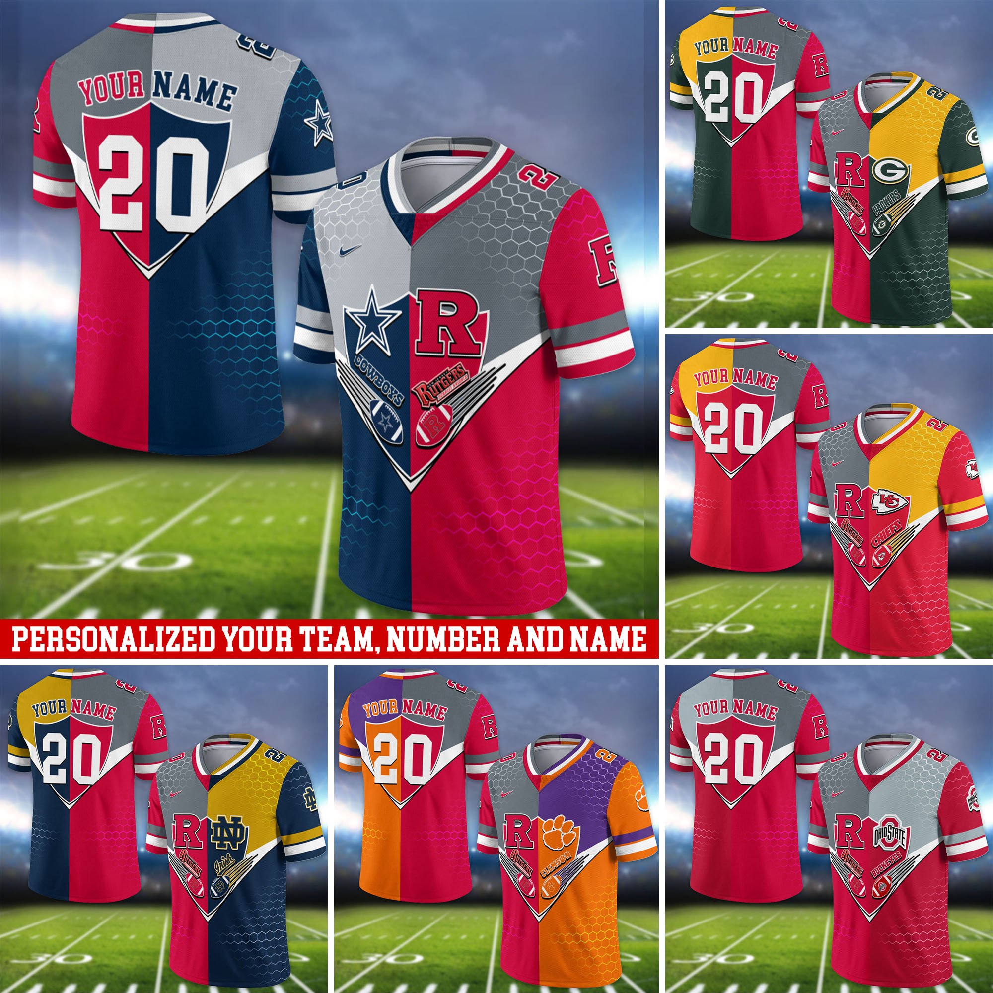 Rutgers Scarlet Knights Vneck Football Jersey 2024 Version Custom Your Team Number And Name, Sport Shirts, Sport Gifts ETHY-62997