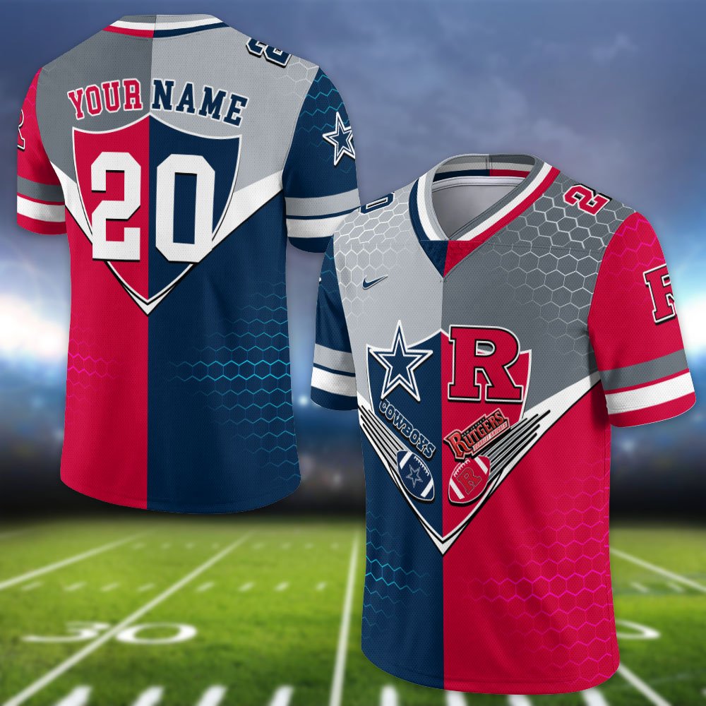 Alternative view of Rutgers Scarlet Knights Vneck Football Jersey 2024 Version Custom Your Team Number And Name, Sport Shirts, Sport Gifts ETHY-62997