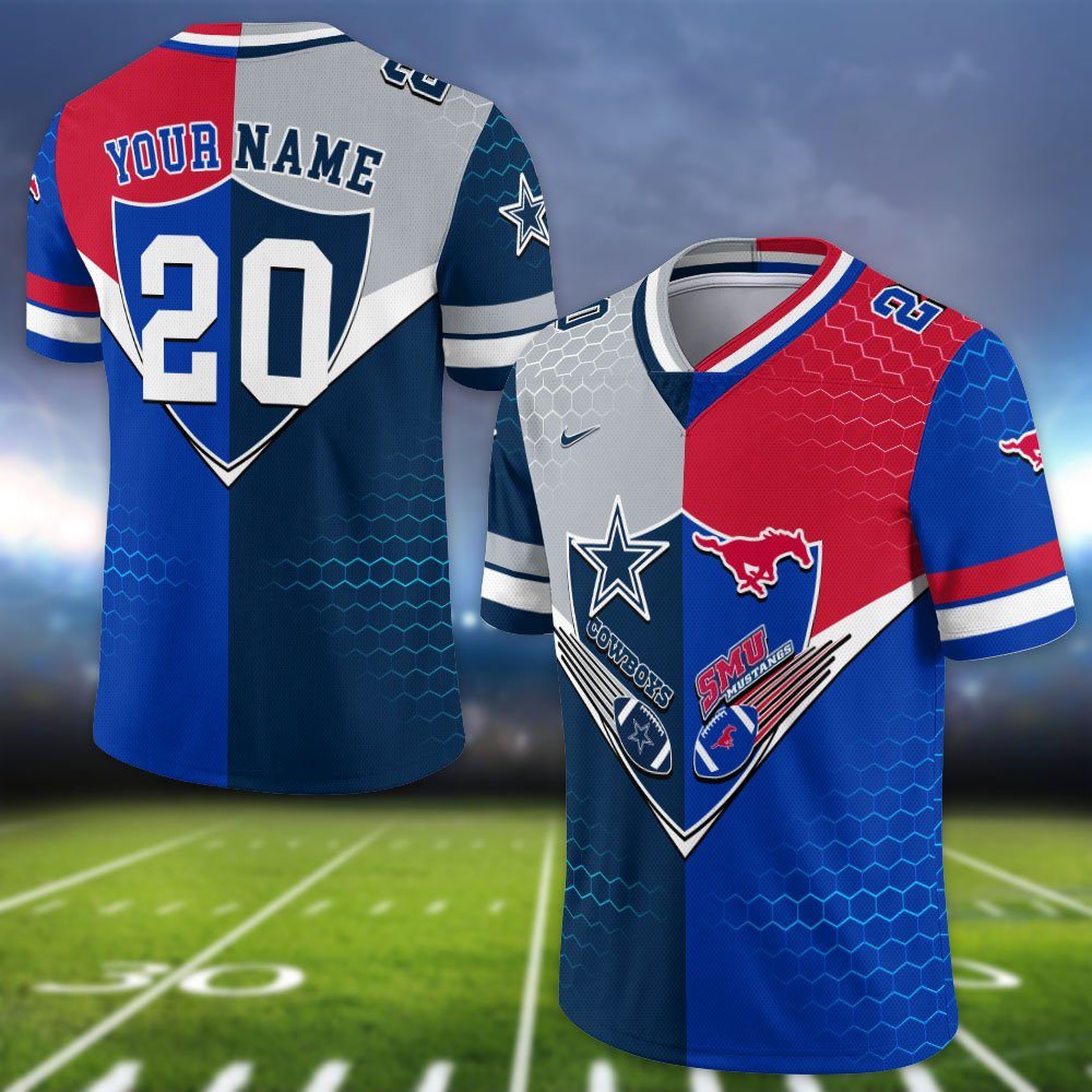 Alternative view of SMU Mustangs Vneck Football Jersey 2024 Version Custom Your Team Number And Name, Sport Shirts, Sport Gifts ETHY-62997