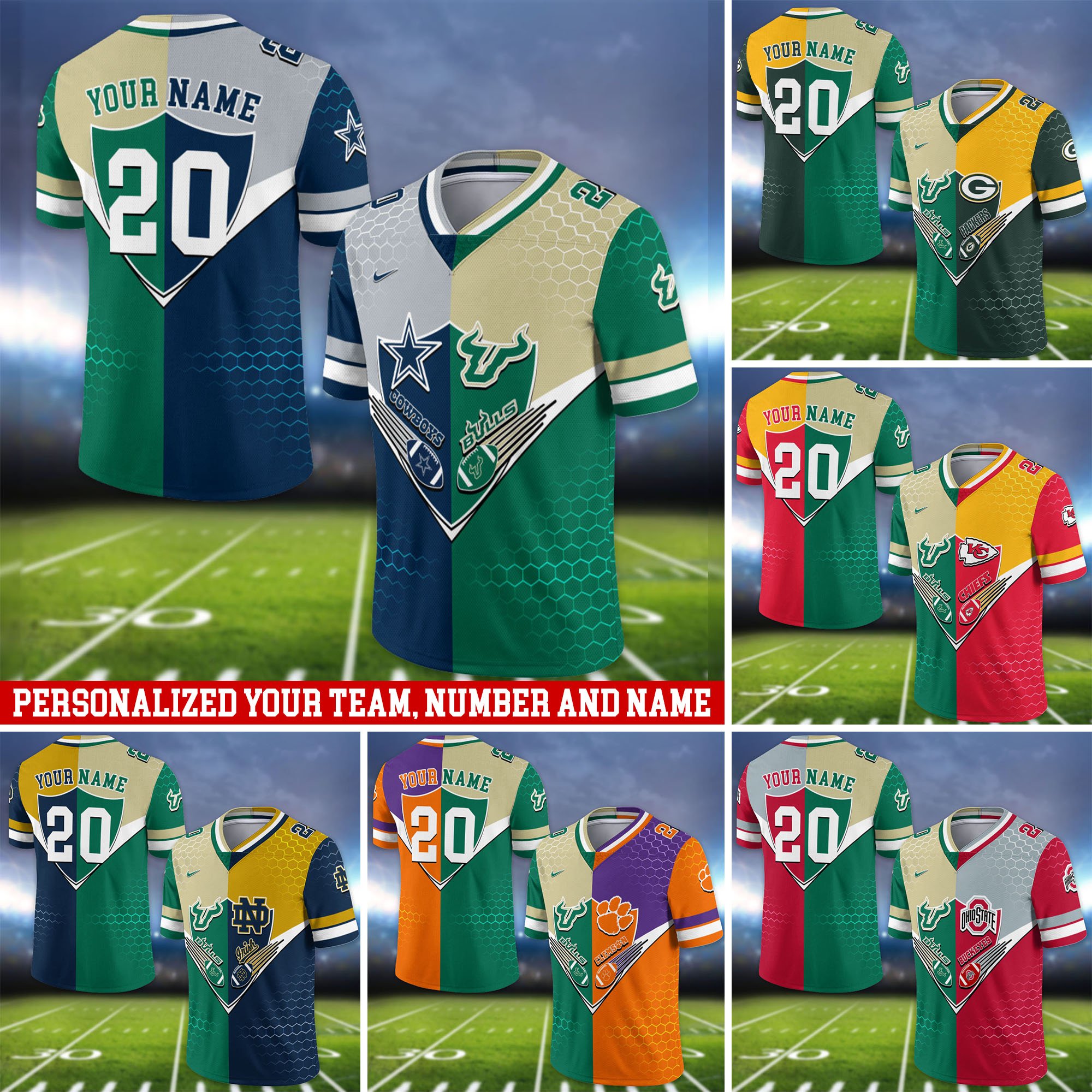 South Florida Bulls Vneck Football Jersey 2024 Version Custom Your Team Number And Name, Sport Shirts, Sport Gifts ETHY-62997