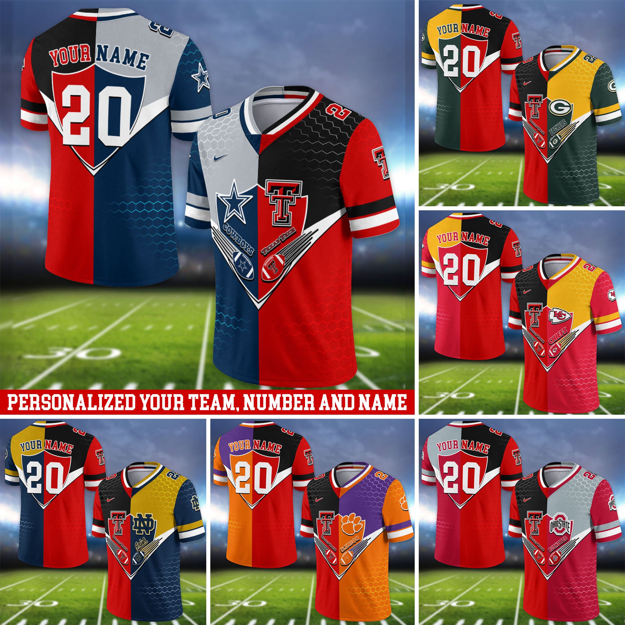 Texas Tech Red Raiders Vneck Football Jersey 2024 Version Custom Your Team Number And Name, Sport Shirts, Sport Gifts ETHY-62997