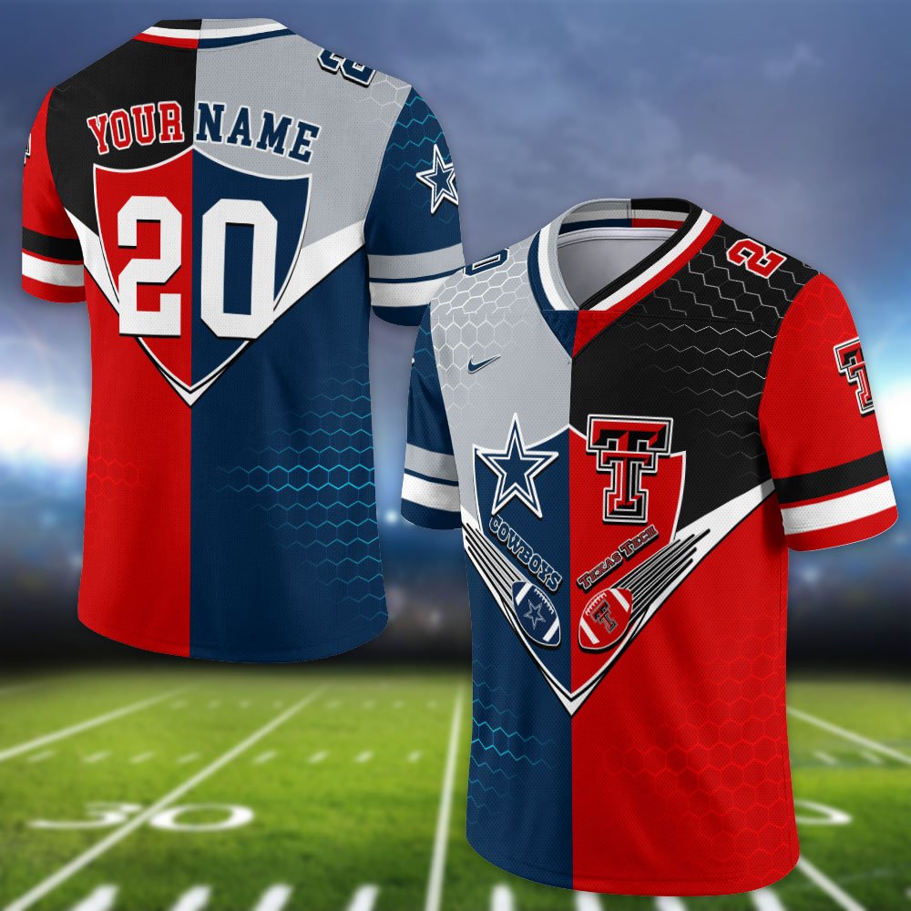 Alternative view of Texas Tech Red Raiders Vneck Football Jersey 2024 Version Custom Your Team Number And Name, Sport Shirts, Sport Gifts ETHY-62997
