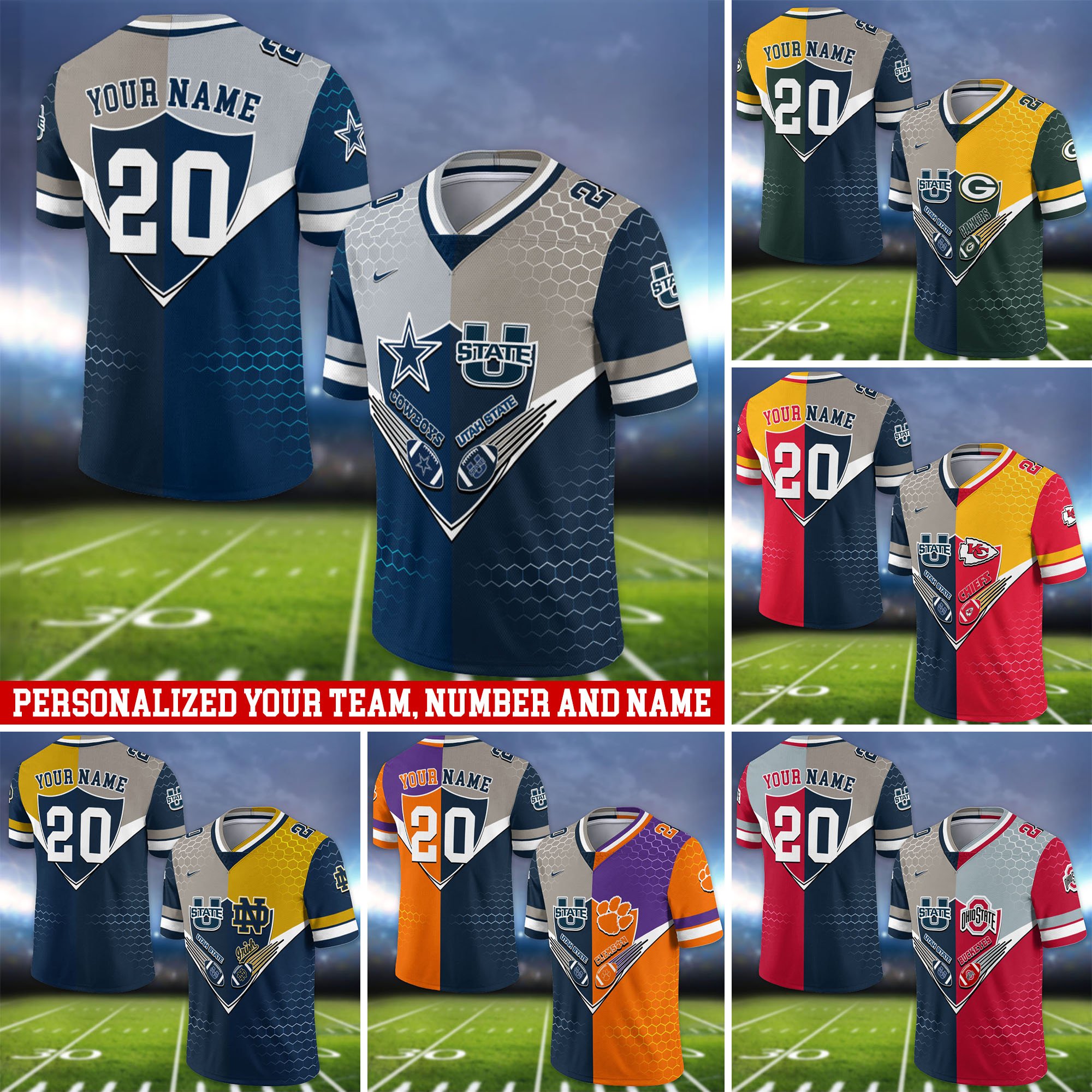 Utah State Aggies Vneck Football Jersey 2024 Version Custom Your Team Number And Name, Sport Shirts, Sport Gifts ETHY-62997