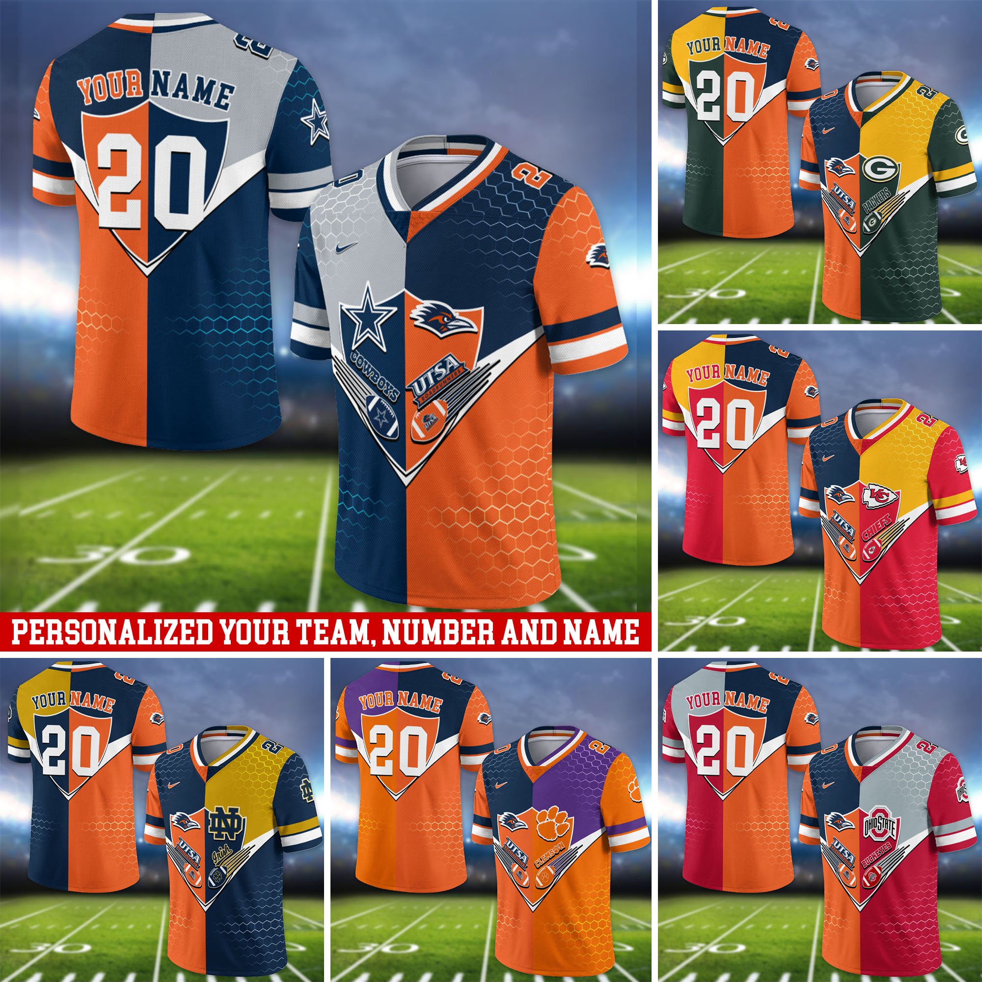 UTSA Roadrunners Vneck Football Jersey 2024 Version Custom Your Team Number And Name, Sport Shirts, Sport Gifts ETHY-62997