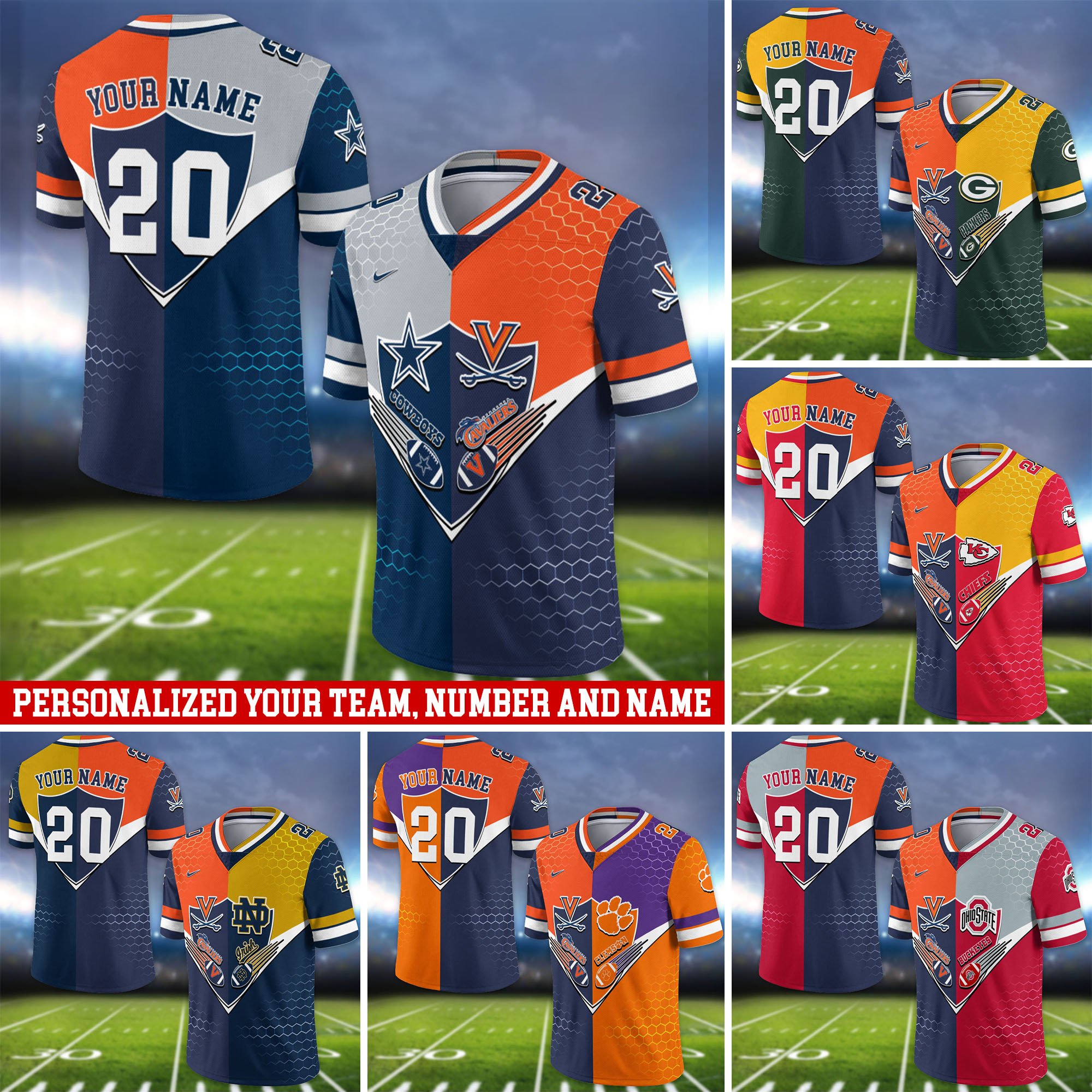 Virginia Cavaliers Vneck Football Jersey 2024 Version Custom Your Team Number And Name, Sport Shirts, Sport Gifts ETHY-62997