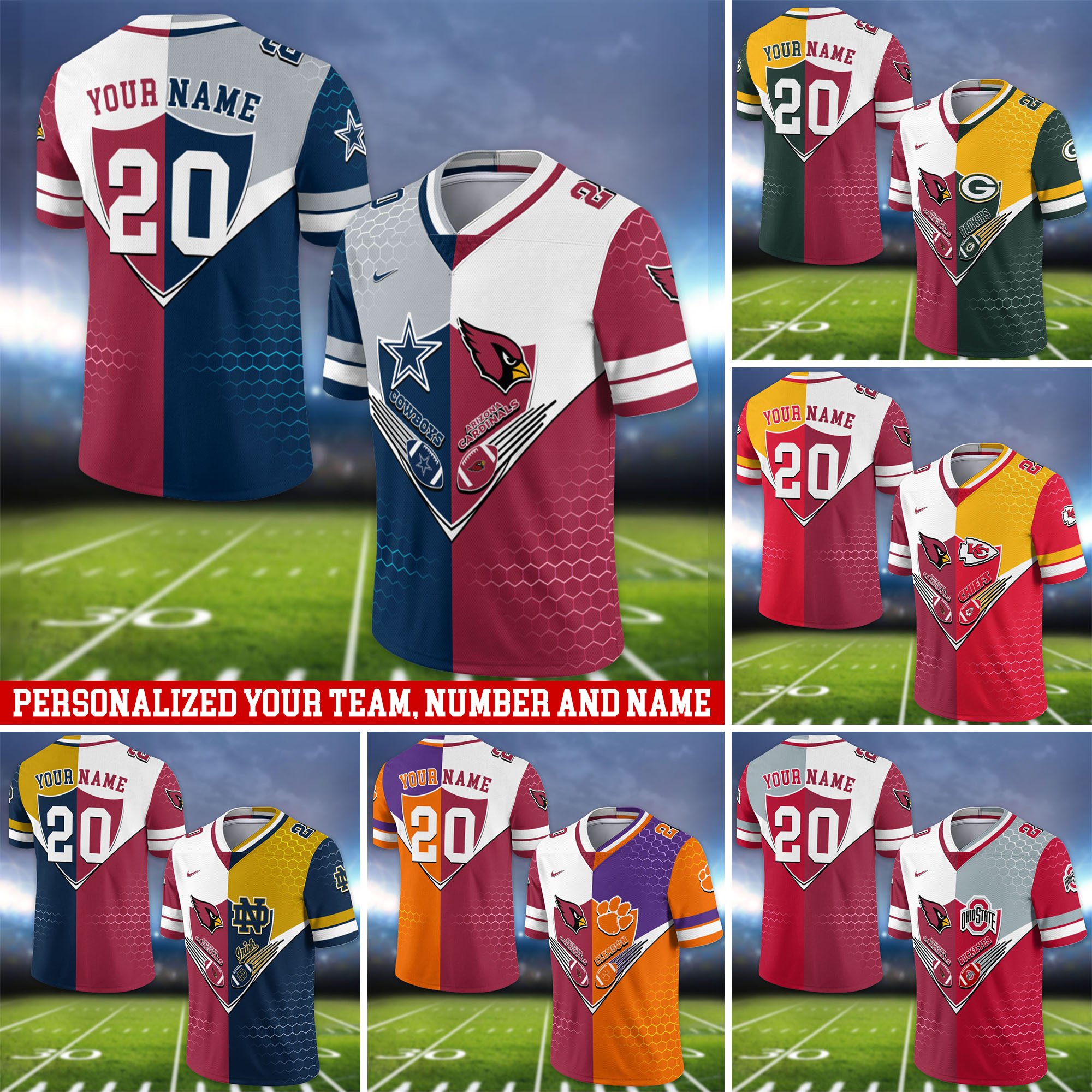 Arizona Cardinals Vneck Football Jersey 2024 Version Custom Your Team Number And Name, Sport Shirts, Sport Gifts ETHY-62997