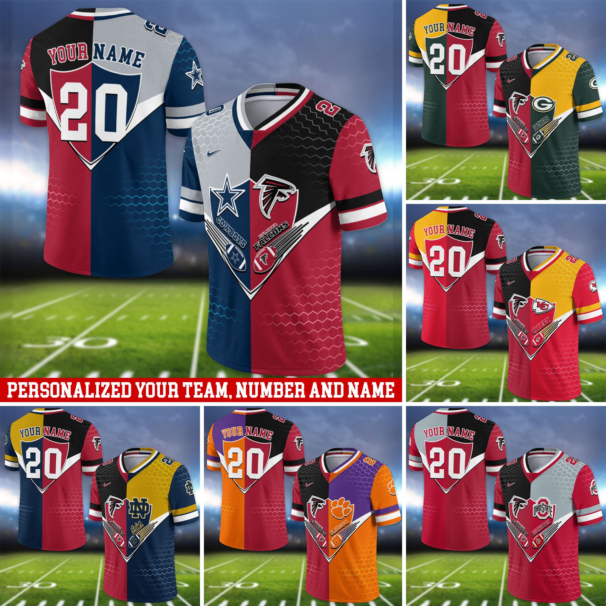 Atlanta Falcons Vneck Football Jersey 2024 Version Custom Your Team Number And Name, Sport Shirts, Sport Gifts ETHY-62997