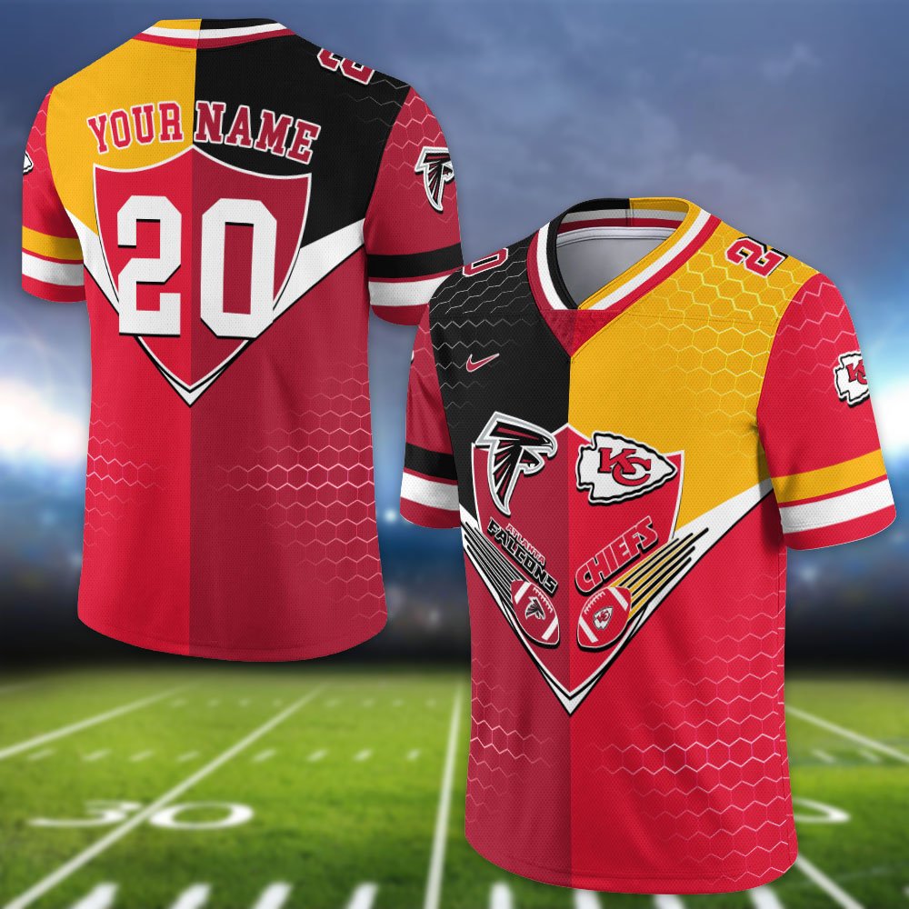 Atlanta Falcons Vneck Football Jersey 2024 Version Custom Your Team Number And Name, Sport Shirts, Sport Gifts ETHY-62997 - Image 4
