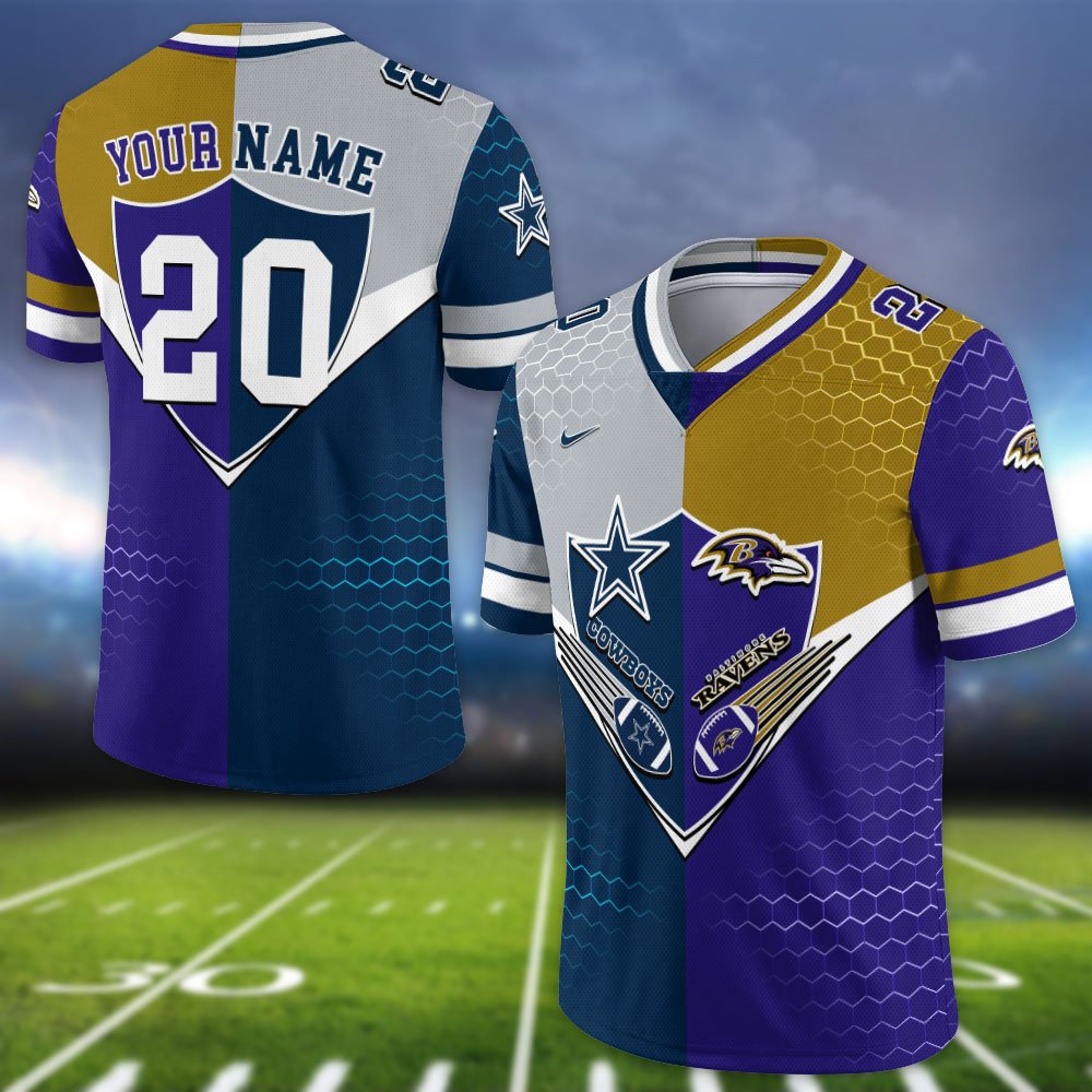 Alternative view of Baltimore Ravens Vneck Football Jersey 2024 Version Custom Your Team Number And Name, Sport Shirts, Sport Gifts ETHY-62997