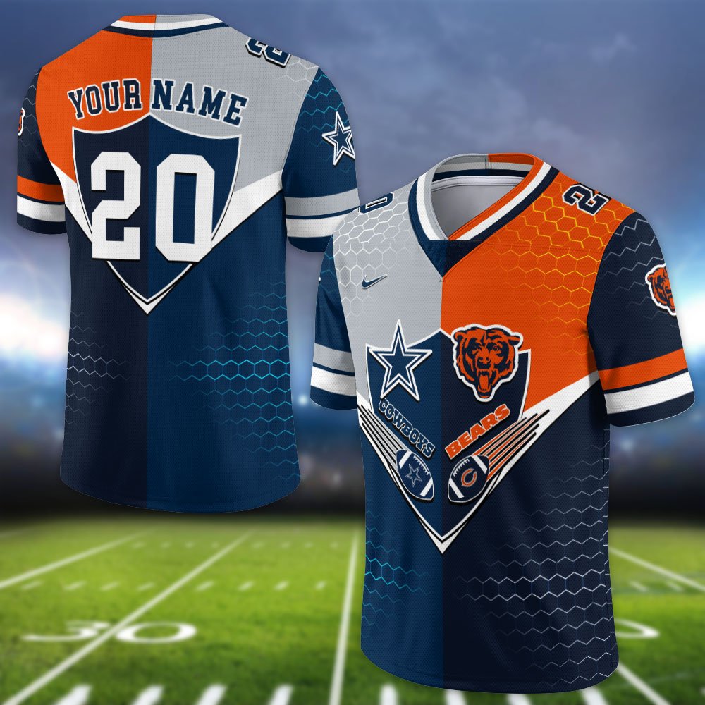 Alternative view of Chicago Bears Vneck Football Jersey 2024 Version Custom Your Team Number And Name, Sport Shirts, Sport Gifts ETHY-62997