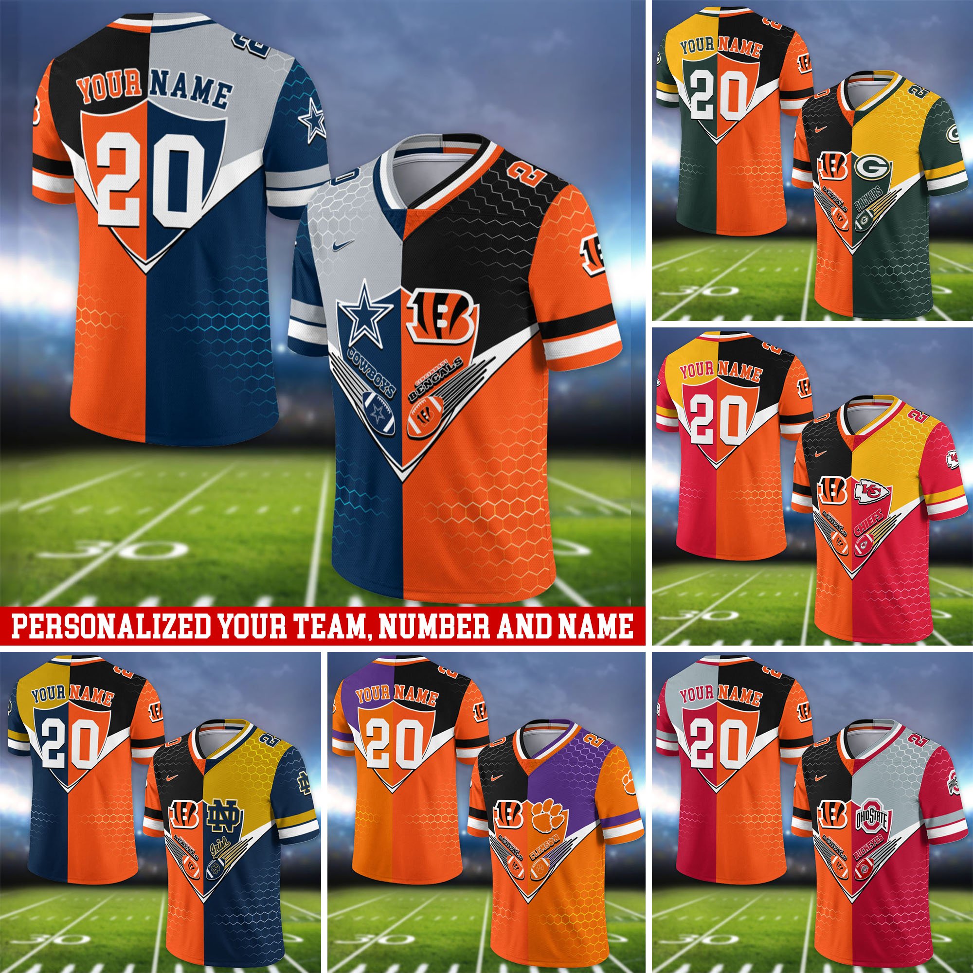 Cincinnati Bengals Vneck Football Jersey 2024 Version Custom Your Team Number And Name, Sport Shirts, Sport Gifts ETHY-62997