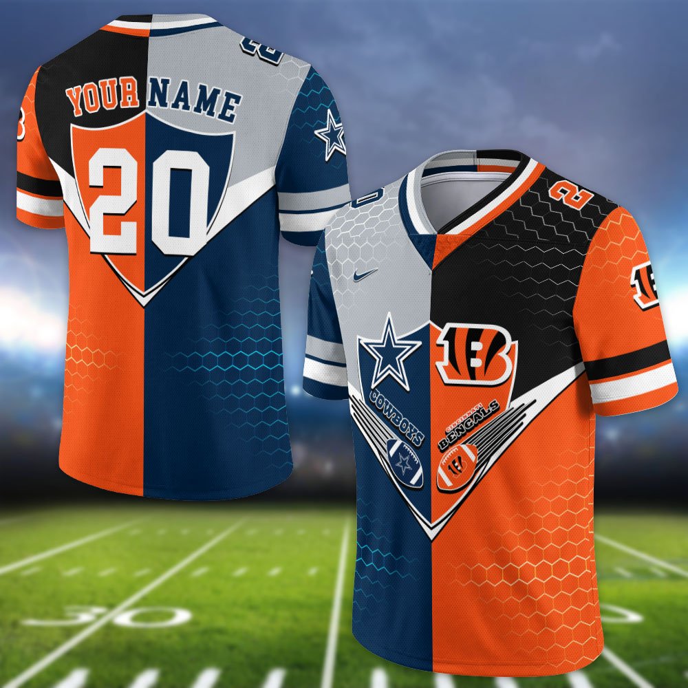 Alternative view of Cincinnati Bengals Vneck Football Jersey 2024 Version Custom Your Team Number And Name, Sport Shirts, Sport Gifts ETHY-62997