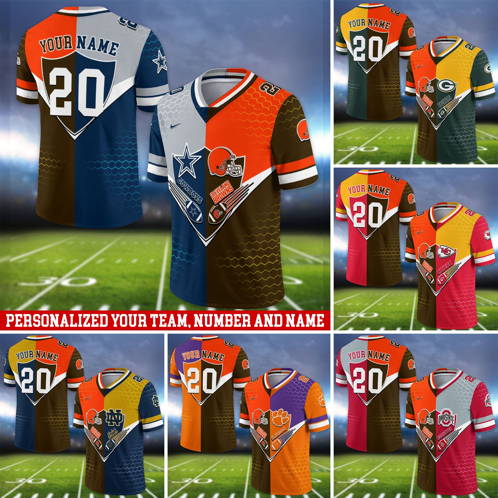 Cleveland Browns Vneck Football Jersey 2024 Version Custom Your Team Number And Name, Sport Shirts, Sport Gifts ETHY-62997