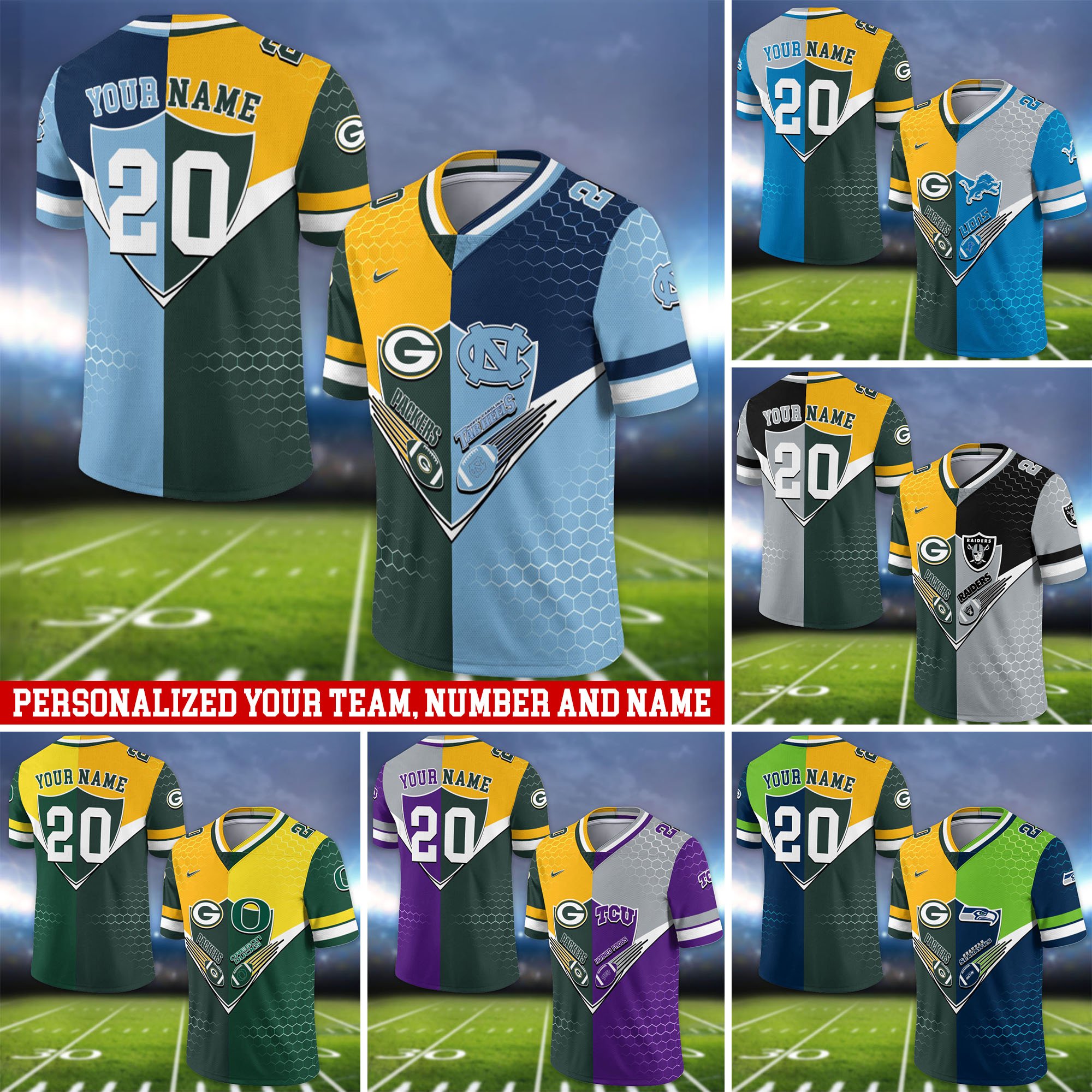 Green Bay Packers Vneck Football Jersey 2024 Version Custom Your Team Number And Name, Sport Shirts, Sport Gifts ETHY-62997