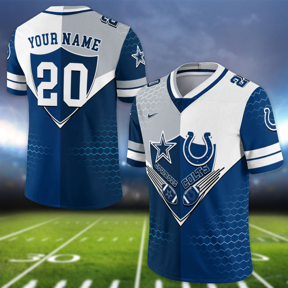 Alternative view of Indianapolis Colts Vneck Football Jersey 2024 Version Custom Your Team Number And Name, Sport Shirts, Sport Gifts ETHY-62997