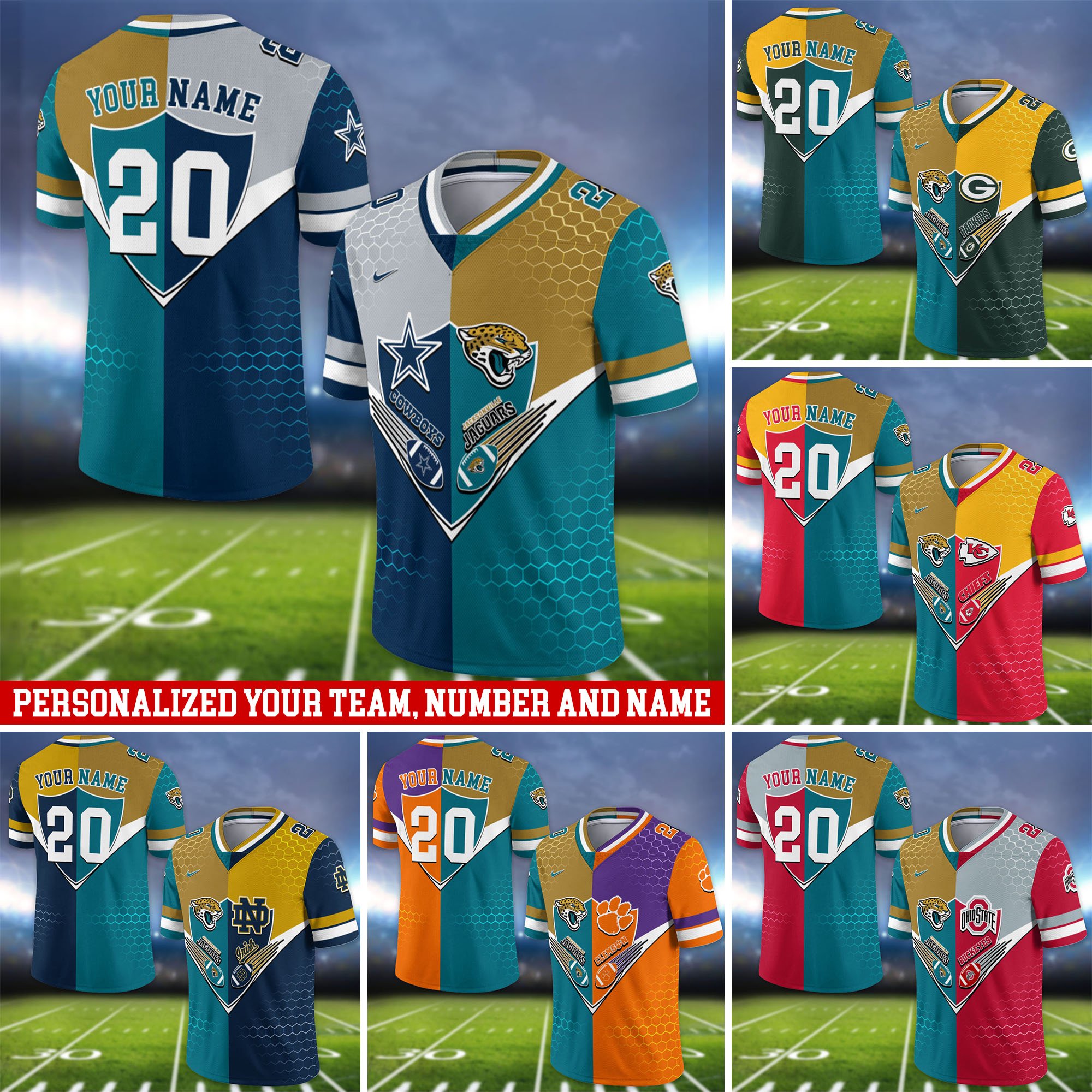 Jacksonville Jaguars Vneck Football Jersey 2024 Version Custom Your Team Number And Name, Sport Shirts, Sport Gifts ETHY-62997