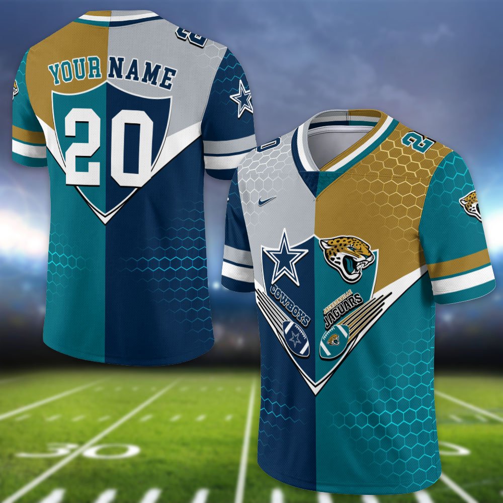 Alternative view of Jacksonville Jaguars Vneck Football Jersey 2024 Version Custom Your Team Number And Name, Sport Shirts, Sport Gifts ETHY-62997