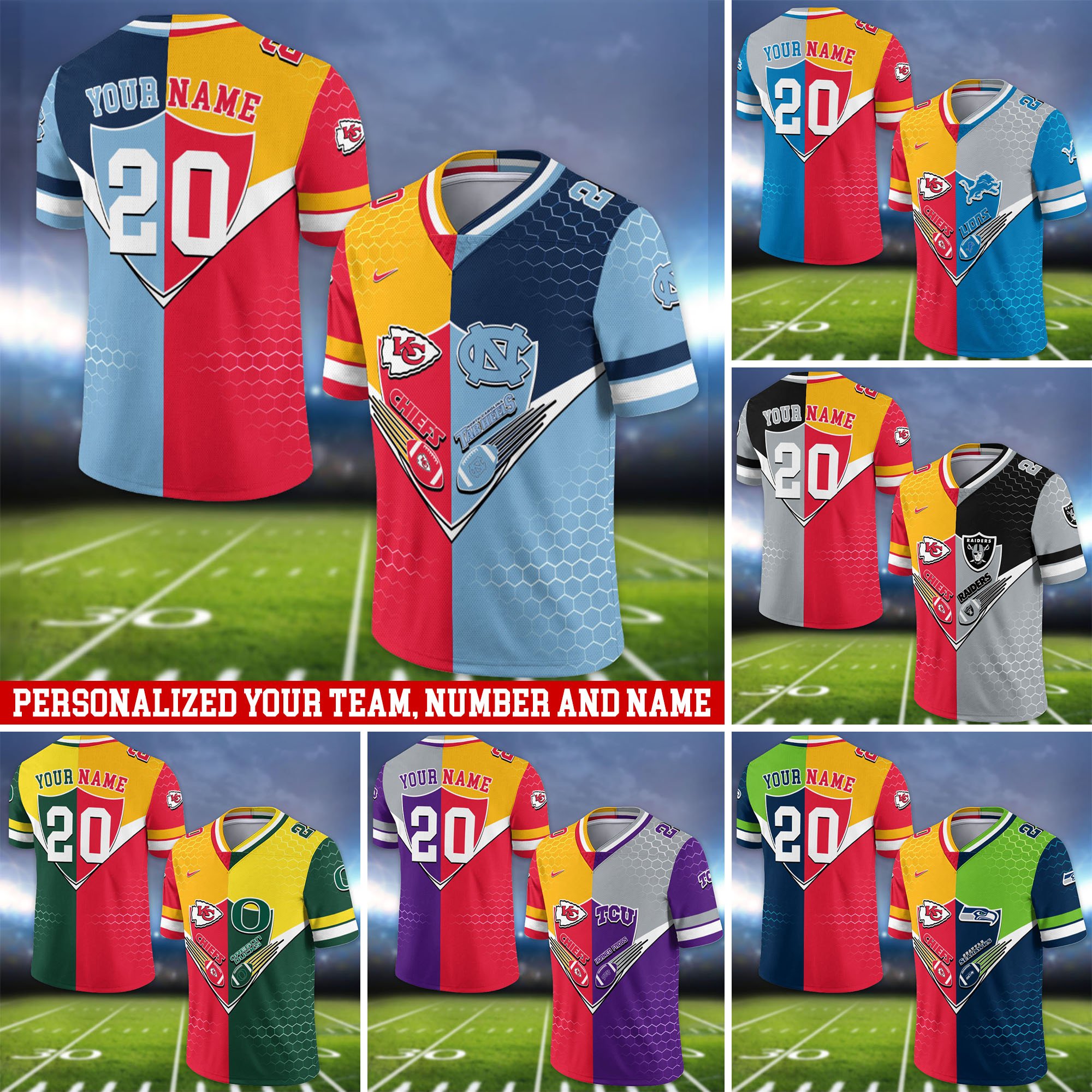 Kansas City Chiefs Vneck Football Jersey 2024 Version Custom Your Team Number And Name, Sport Shirts, Sport Gifts ETHY-62997
