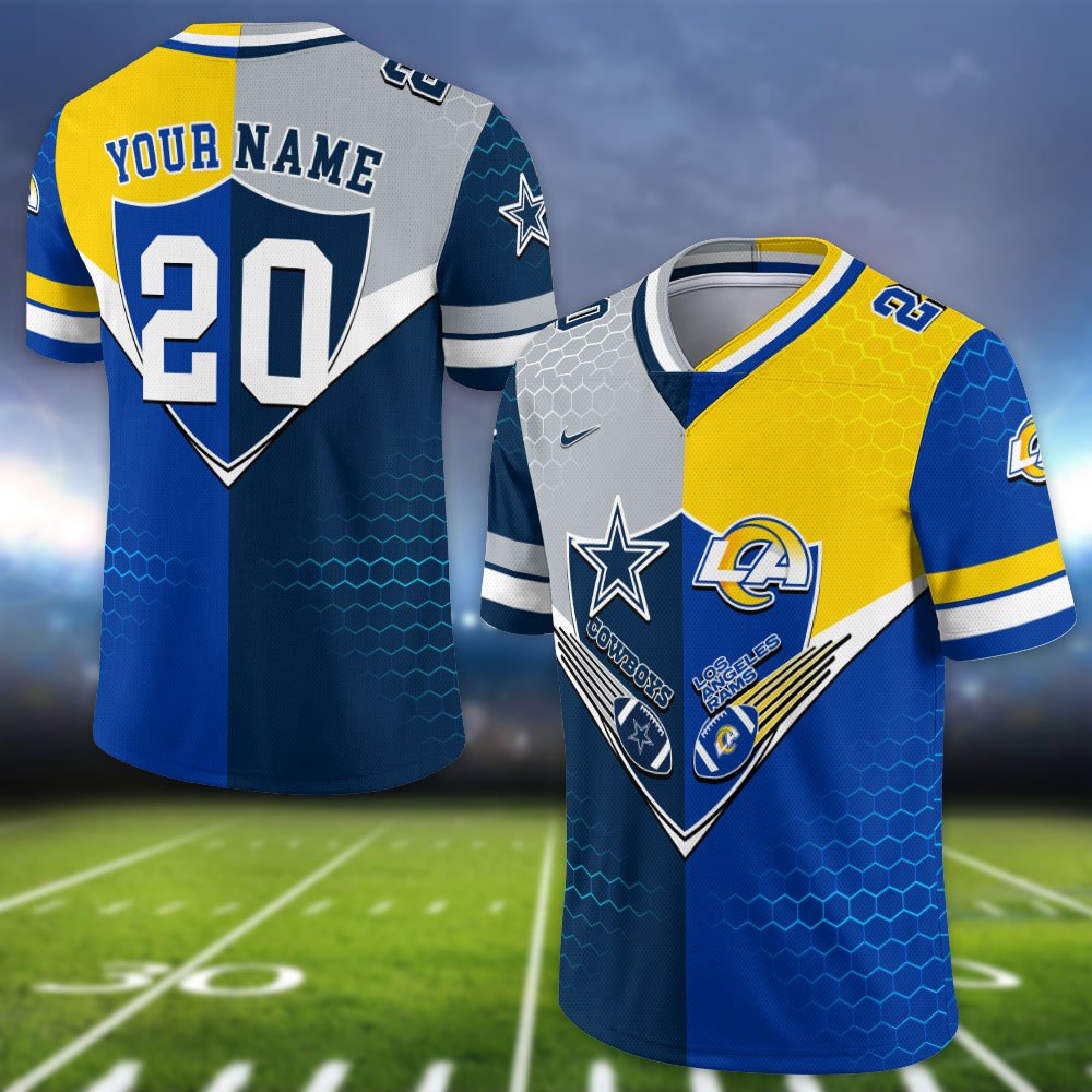 Alternative view of Los Angeles Rams Vneck Football Jersey 2024 Version Custom Your Team Number And Name, Sport Shirts, Sport Gifts ETHY-62997