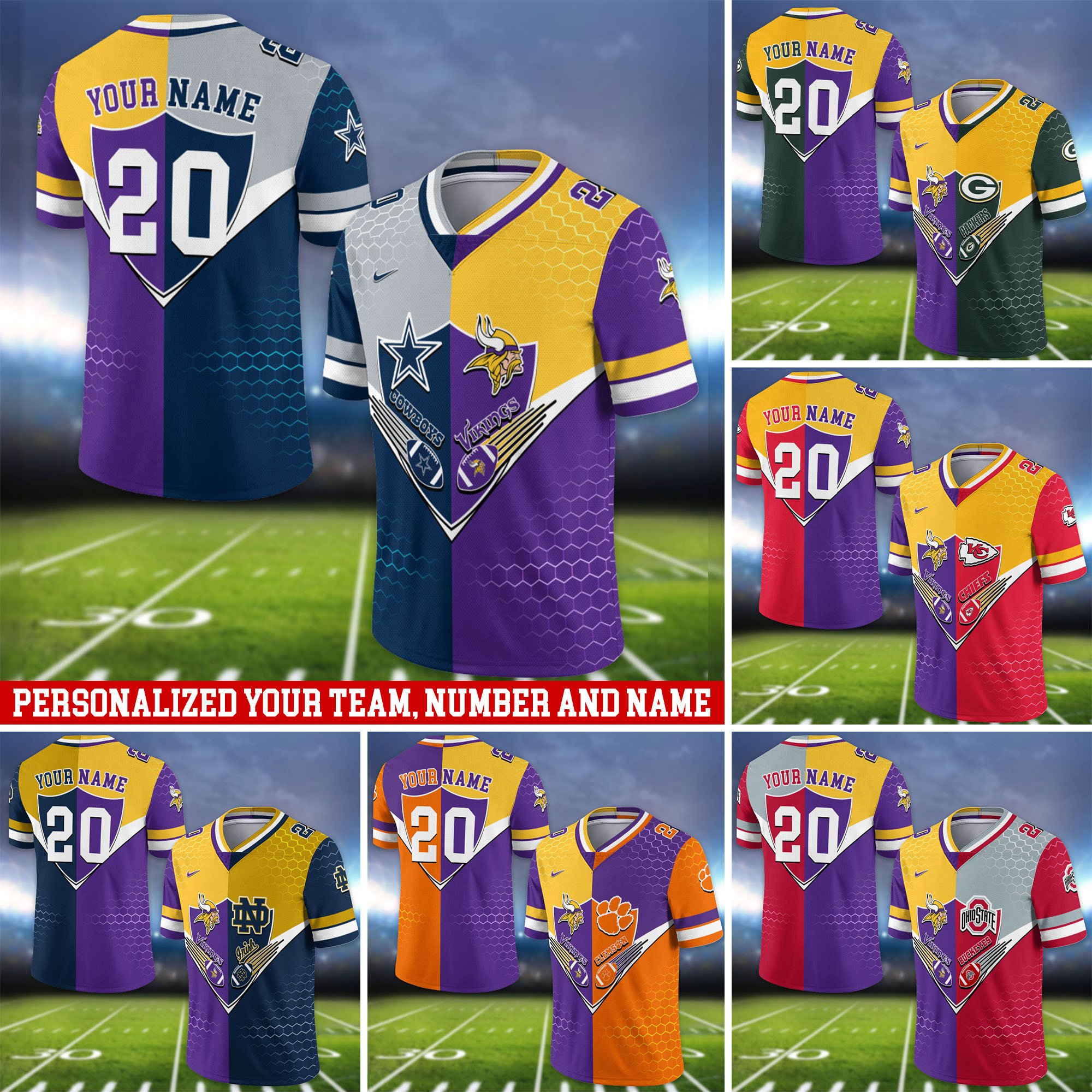 Minnesota Vikings Vneck Football Jersey 2024 Version Custom Your Team Number And Name, Sport Shirts, Sport Gifts ETHY-62997