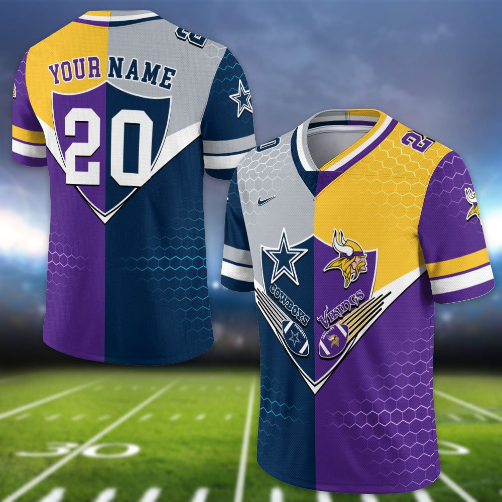 Alternative view of Minnesota Vikings Vneck Football Jersey 2024 Version Custom Your Team Number And Name, Sport Shirts, Sport Gifts ETHY-62997