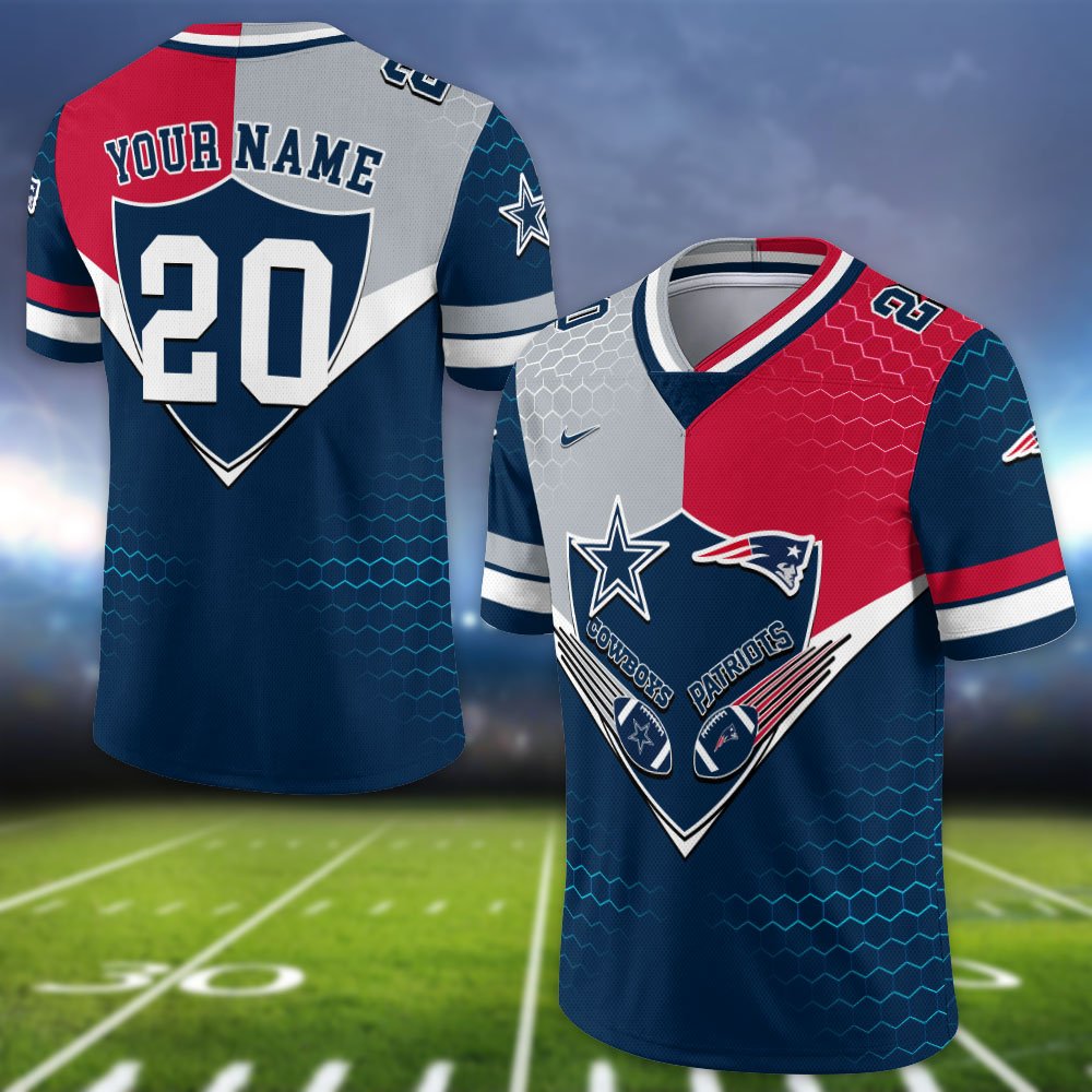 Alternative view of New England Patriots Vneck Football Jersey 2024 Version Custom Your Team Number And Name, Sport Shirts, Sport Gifts ETHY-62997