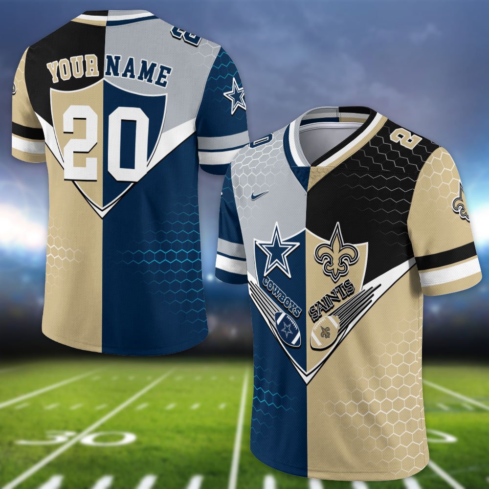 Alternative view of New Orleans Saints Vneck Football Jersey 2024 Version Custom Your Team Number And Name, Sport Shirts, Sport Gifts ETHY-62997