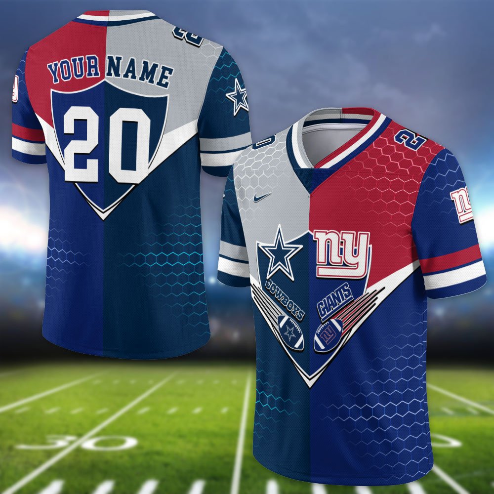 Alternative view of New York Giants Vneck Football Jersey 2024 Version Custom Your Team Number And Name, Sport Shirts, Sport Gifts ETHY-62997