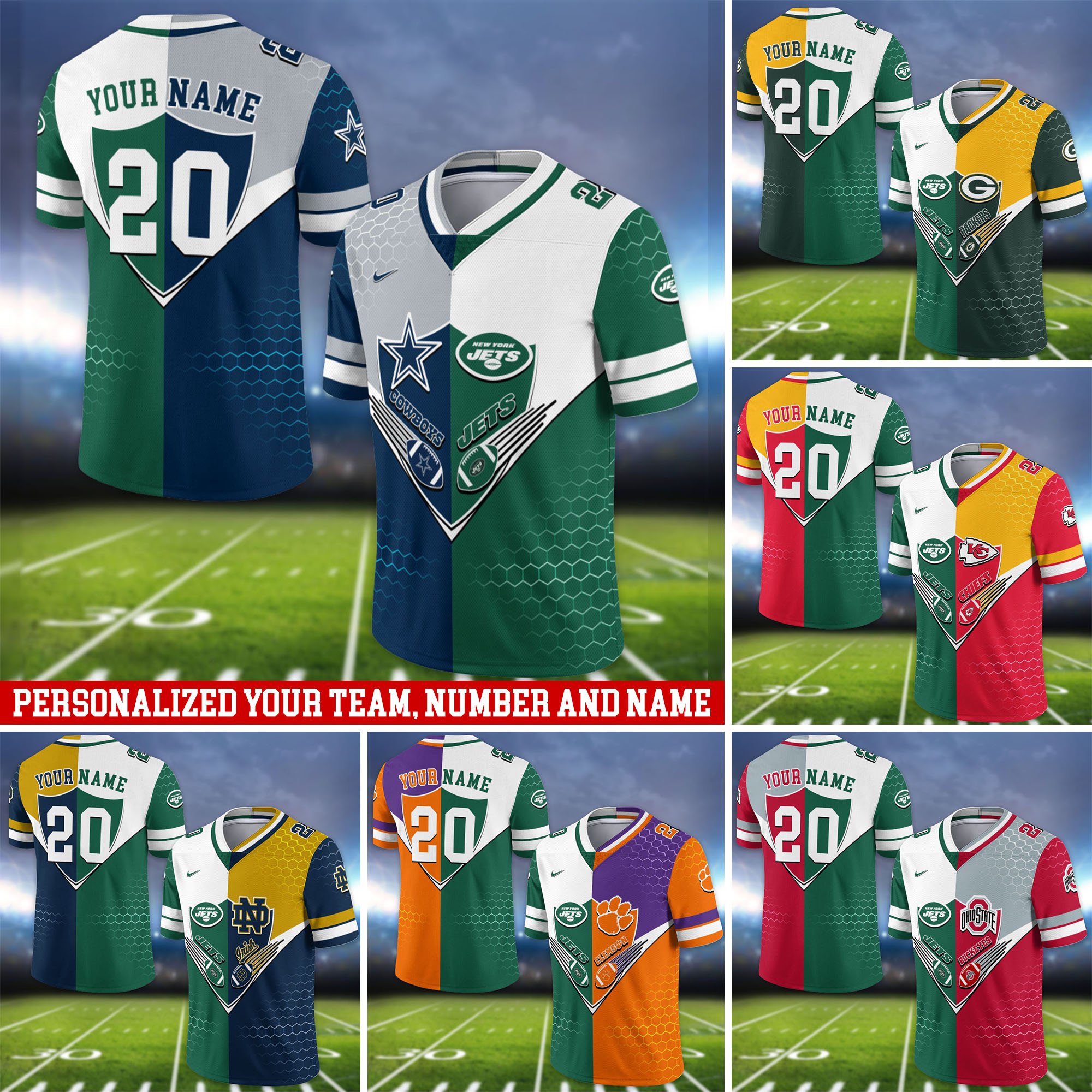New York Jets Vneck Football Jersey 2024 Version Custom Your Team Number And Name, Sport Shirts, Sport Gifts ETHY-62997