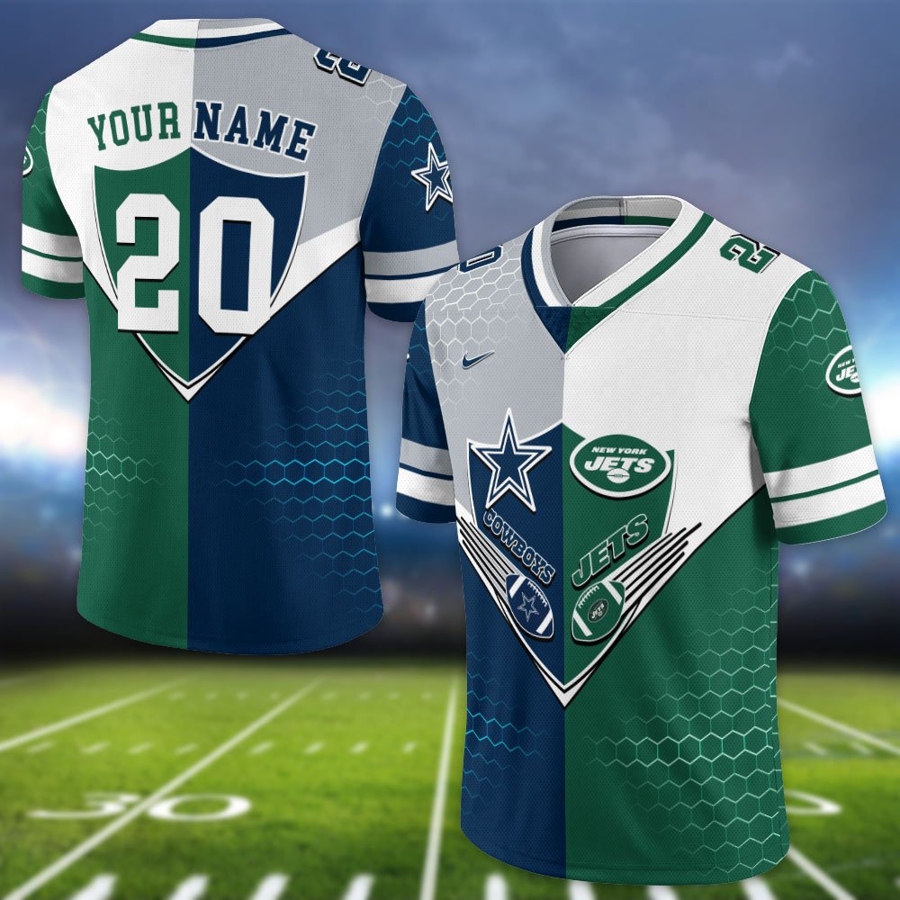 Alternative view of New York Jets Vneck Football Jersey 2024 Version Custom Your Team Number And Name, Sport Shirts, Sport Gifts ETHY-62997