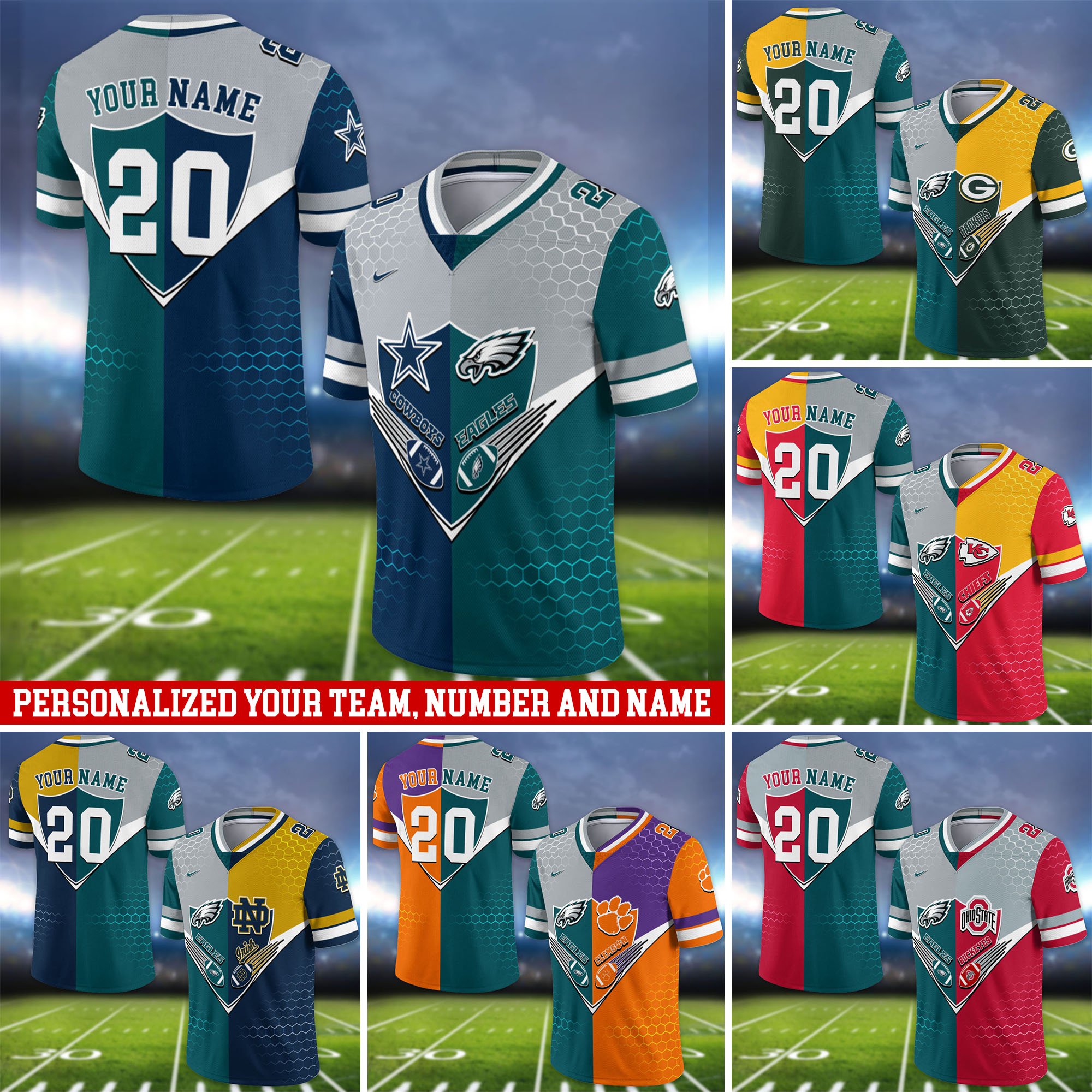 Philadelphia Eagles Vneck Football Jersey 2024 Version Custom Your Team Number And Name, Sport Shirts, Sport Gifts ETHY-62997