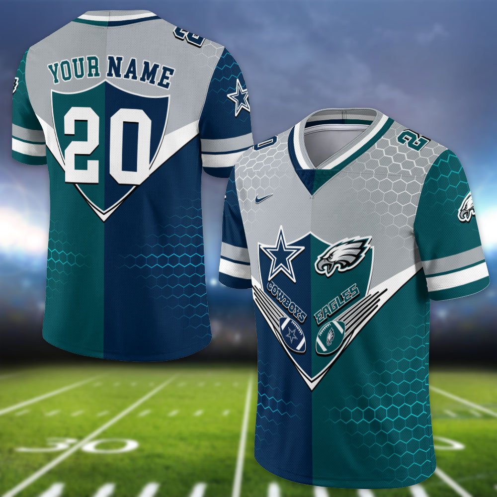 Alternative view of Philadelphia Eagles Vneck Football Jersey 2024 Version Custom Your Team Number And Name, Sport Shirts, Sport Gifts ETHY-62997